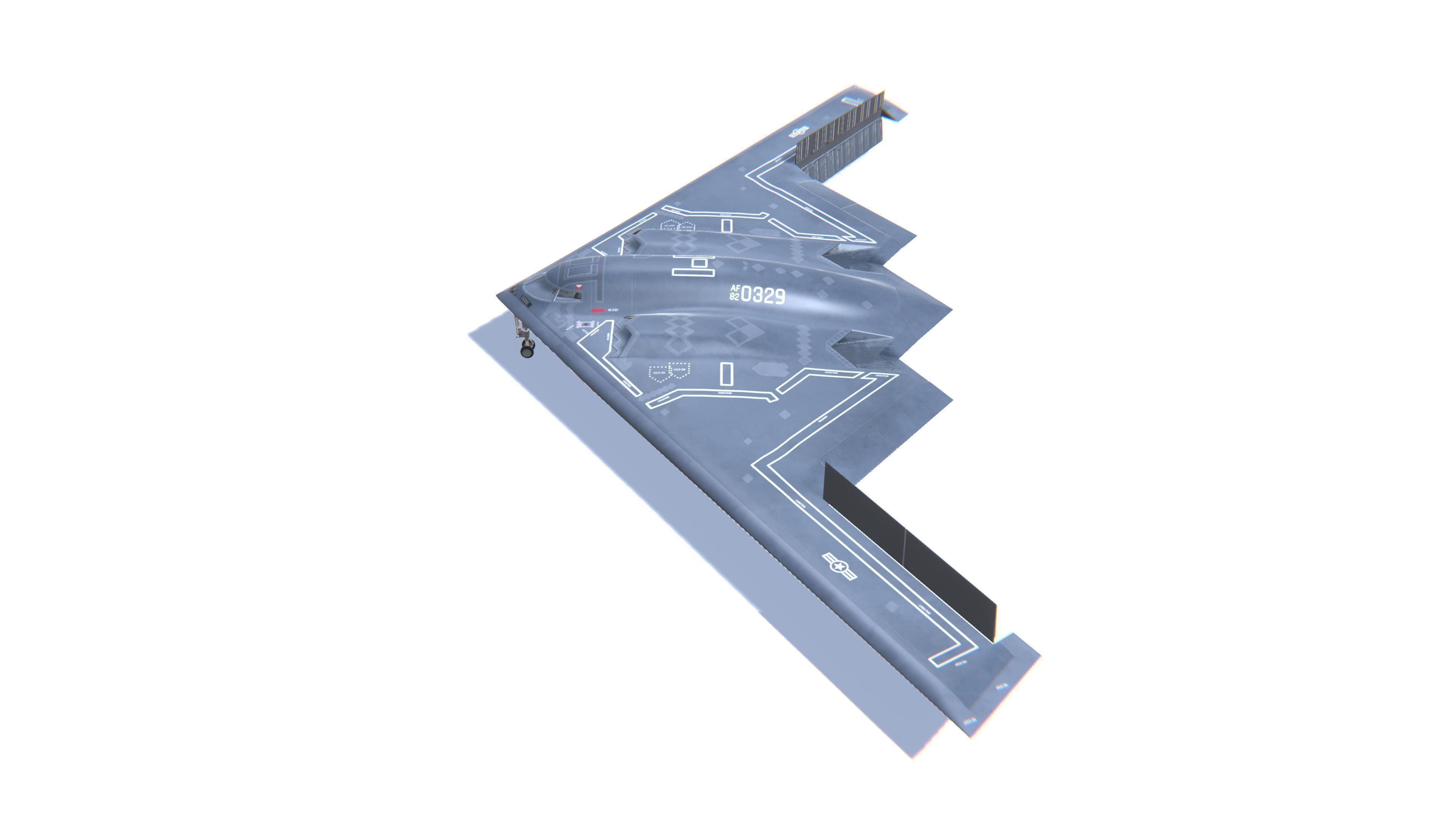 B-2 Spirit Jet Fighter Aircraft Low-poly 3D model_8