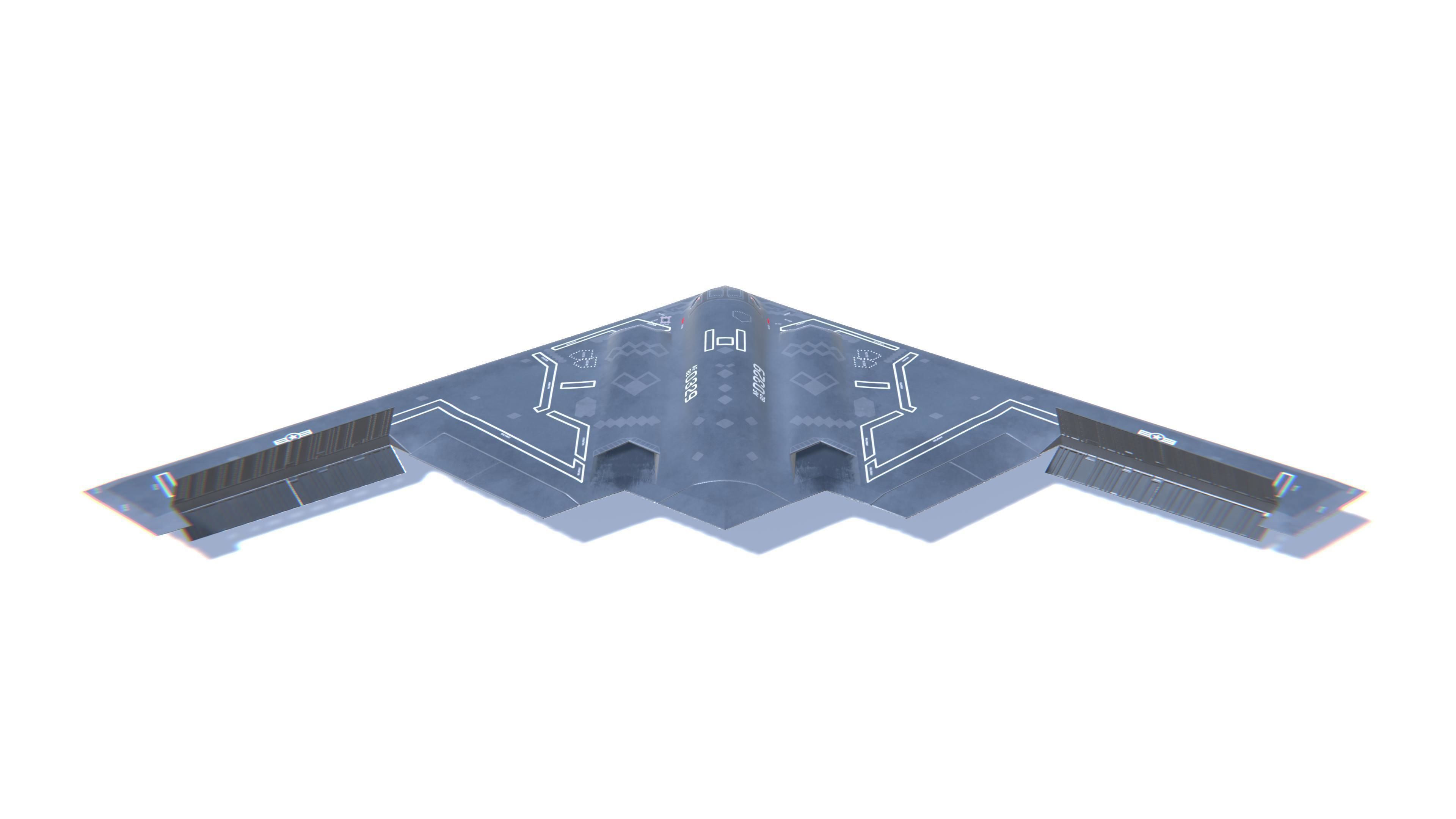 B-2 Spirit Jet Fighter Aircraft Low-poly 3D model_6
