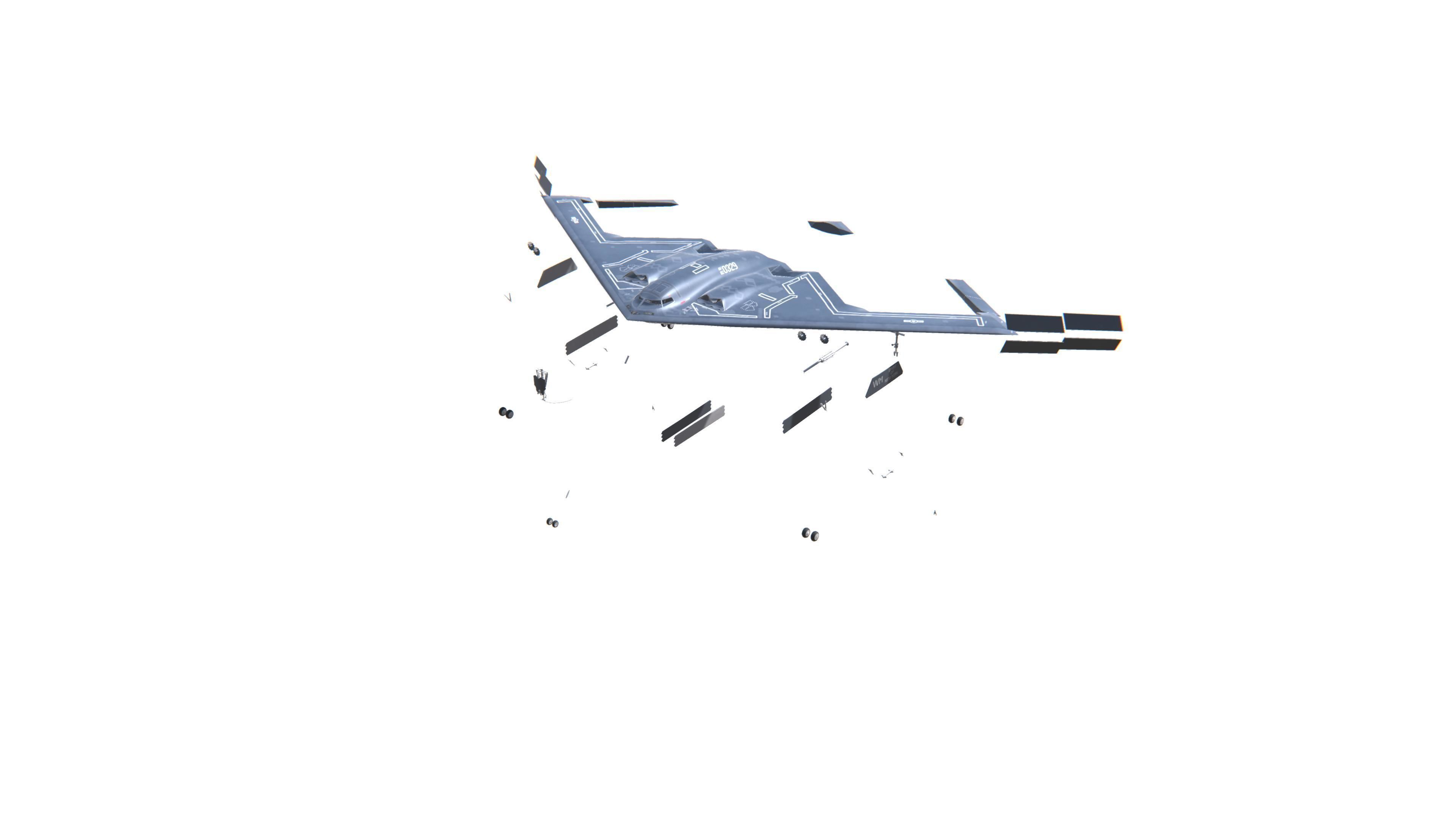 B-2 Spirit Jet Fighter Aircraft Low-poly 3D model_9