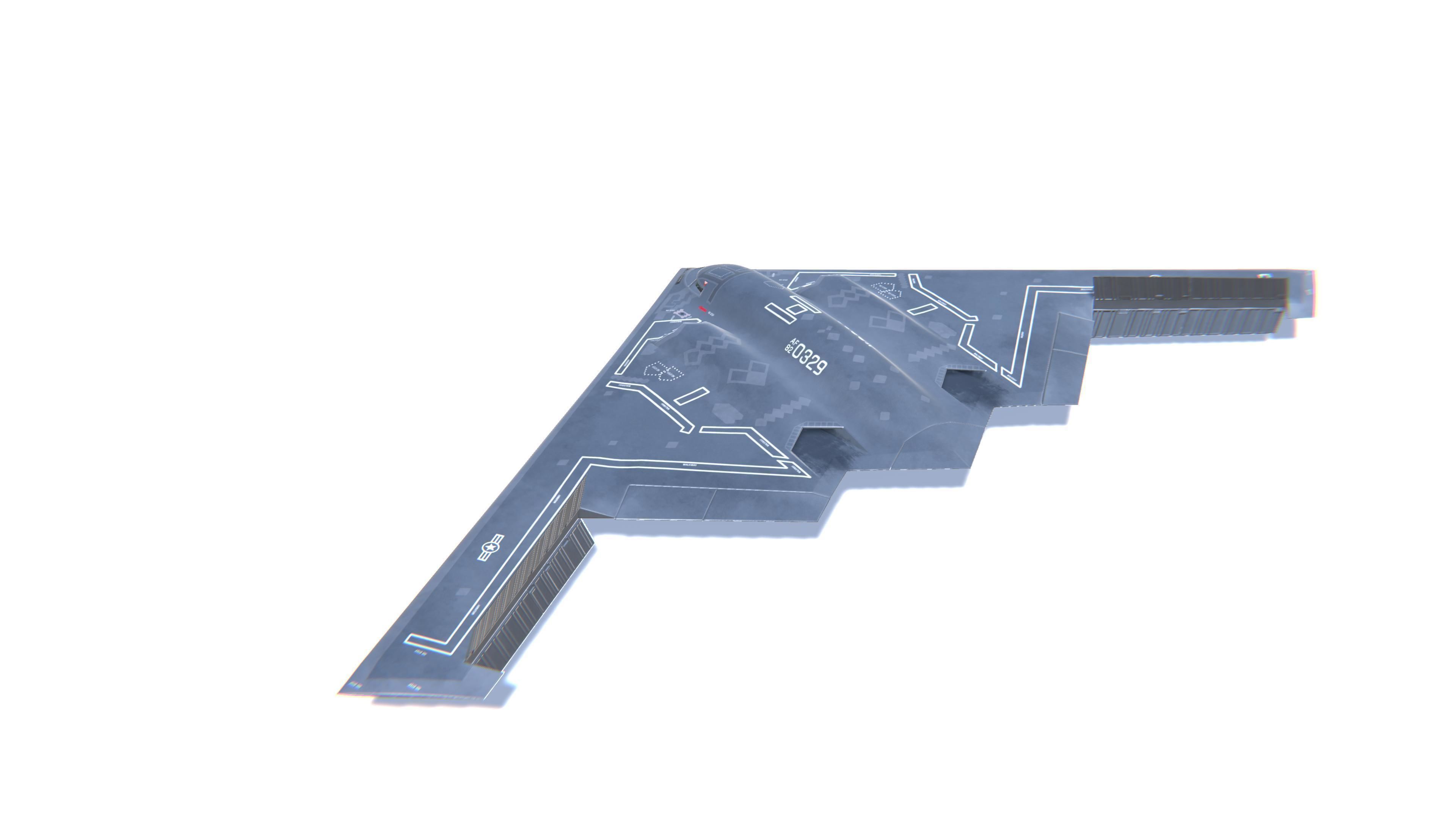 B-2 Spirit Jet Fighter Aircraft Low-poly 3D model_7