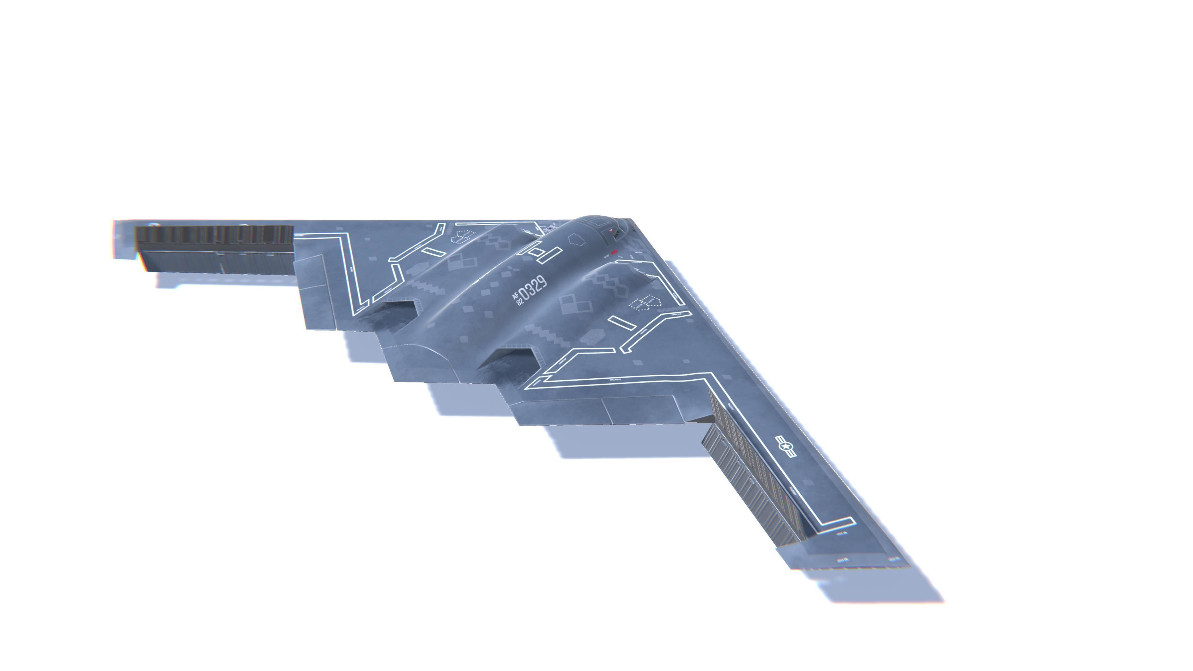 B-2 Spirit Jet Fighter Aircraft Low-poly 3D model_5