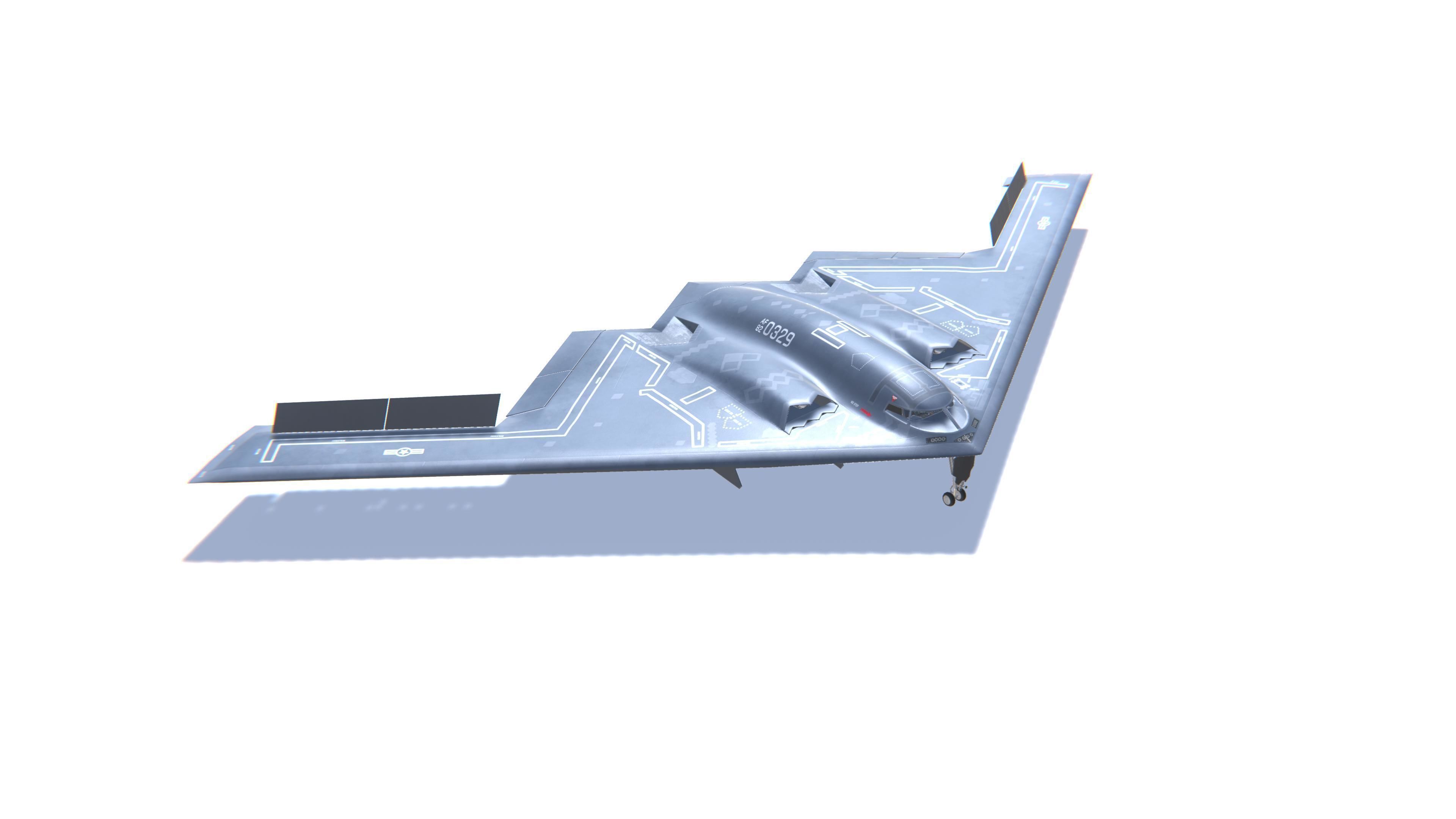 B-2 Spirit Jet Fighter Aircraft Low-poly 3D model_3