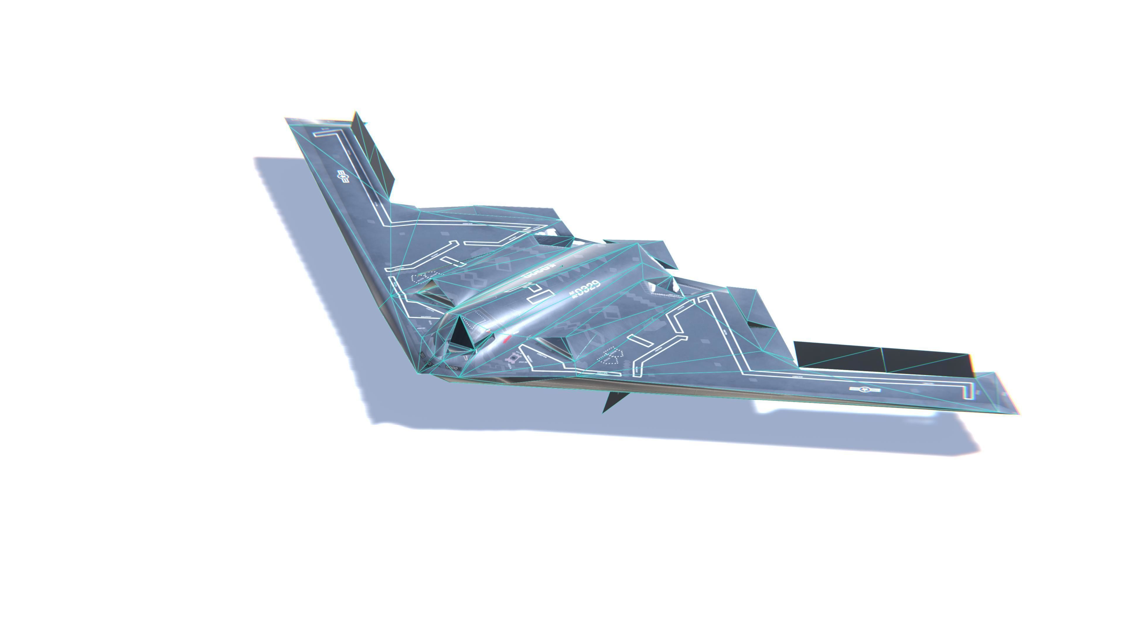 B-2 Spirit Jet Fighter Aircraft Low-poly 3D model_29