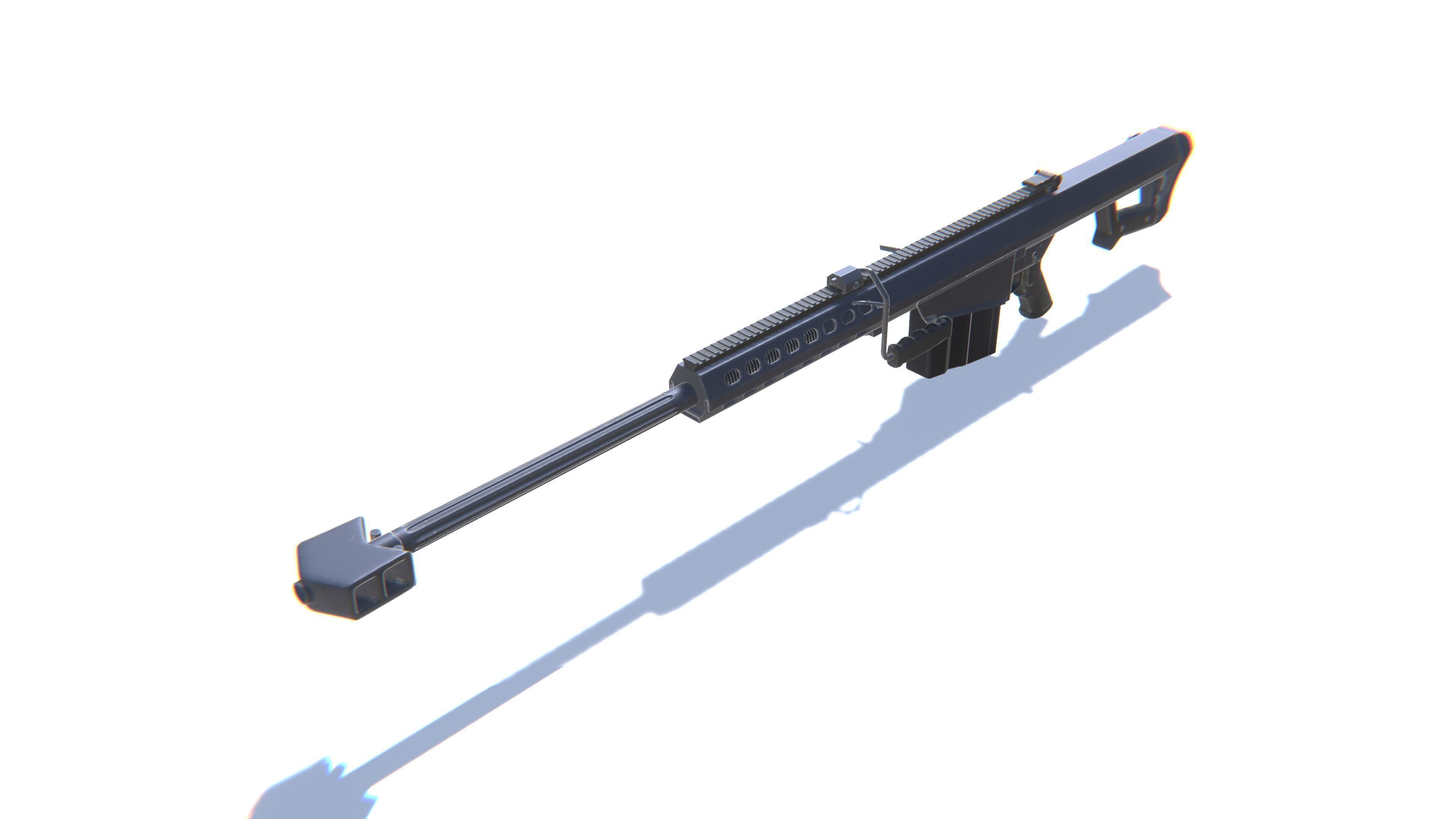 Sniper Rifle M82 Low-poly 3D model_7