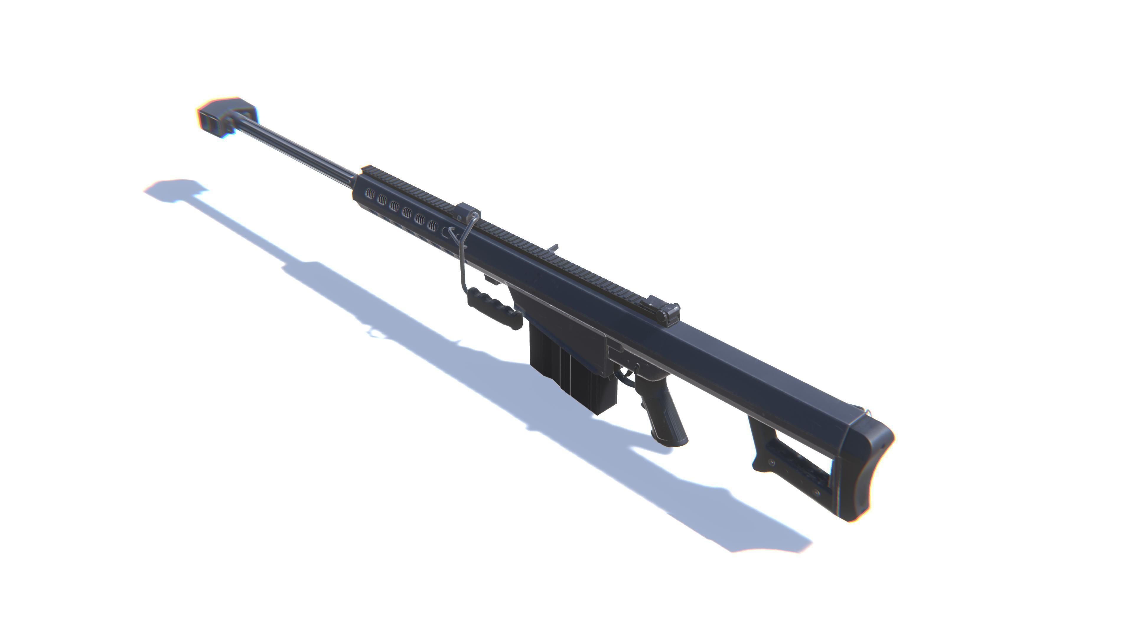 Sniper Rifle M82 Low-poly 3D model_5