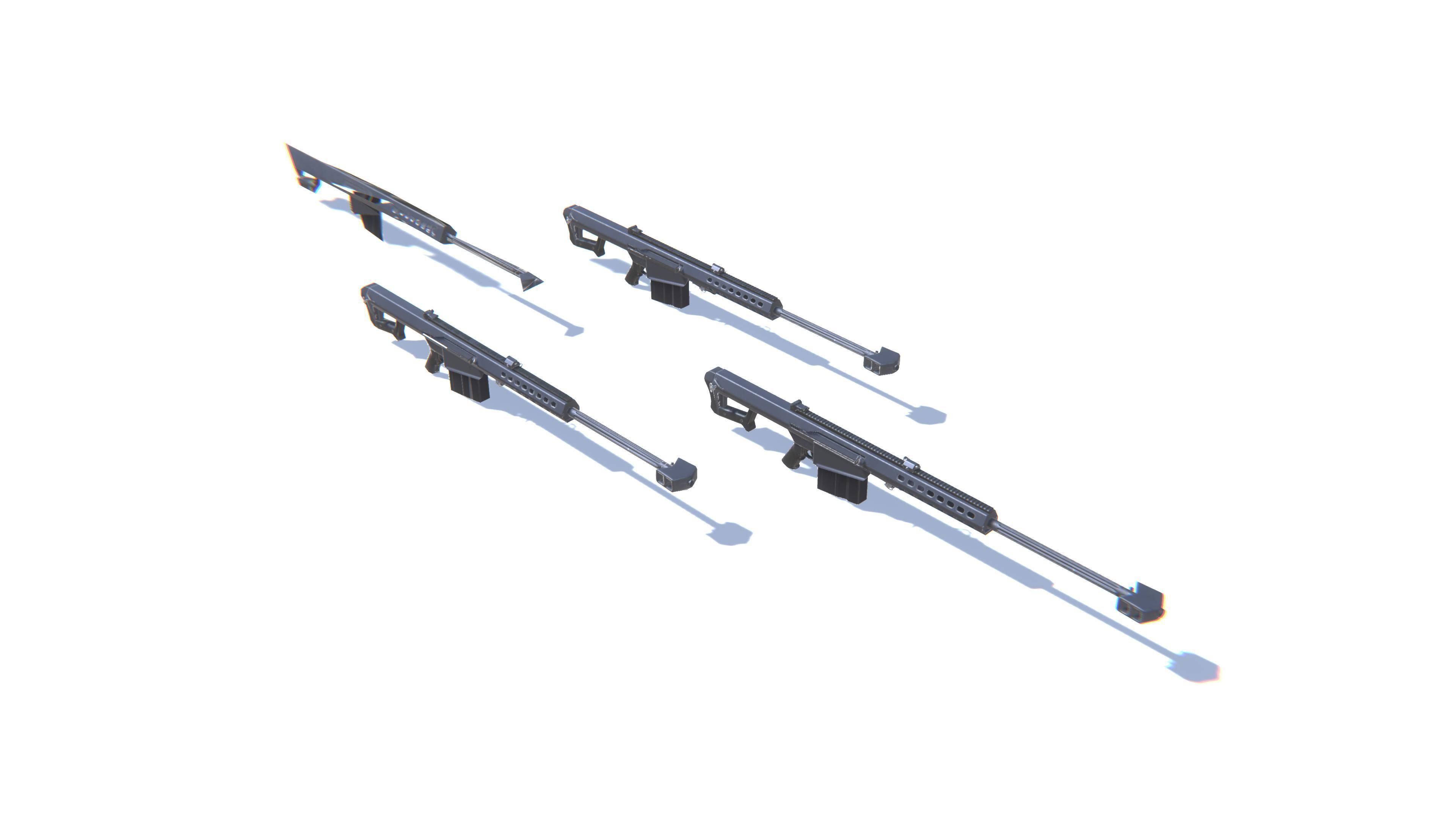 Sniper Rifle M82 Low-poly 3D model_24