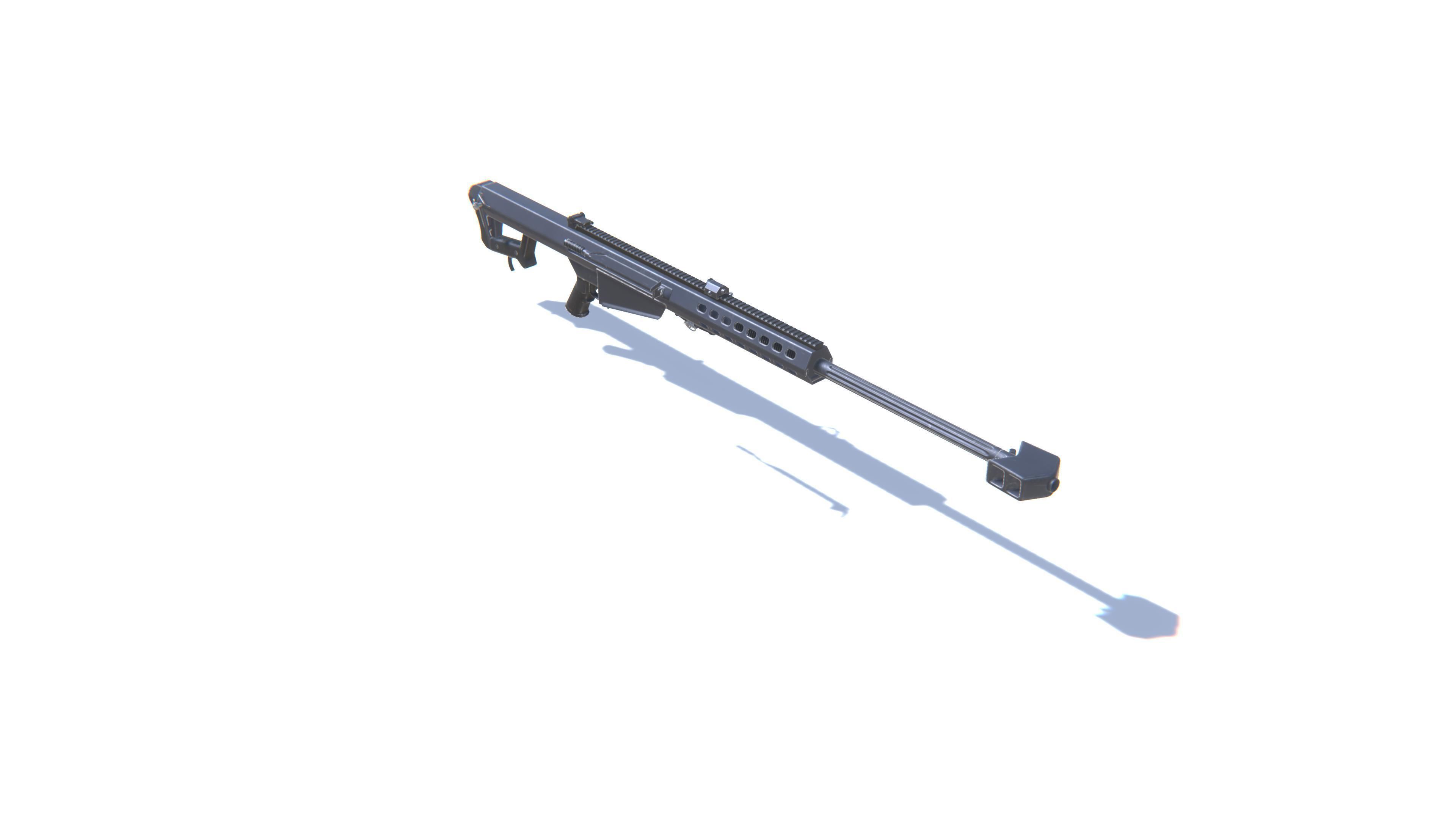 Sniper Rifle M82 Low-poly 3D model_9