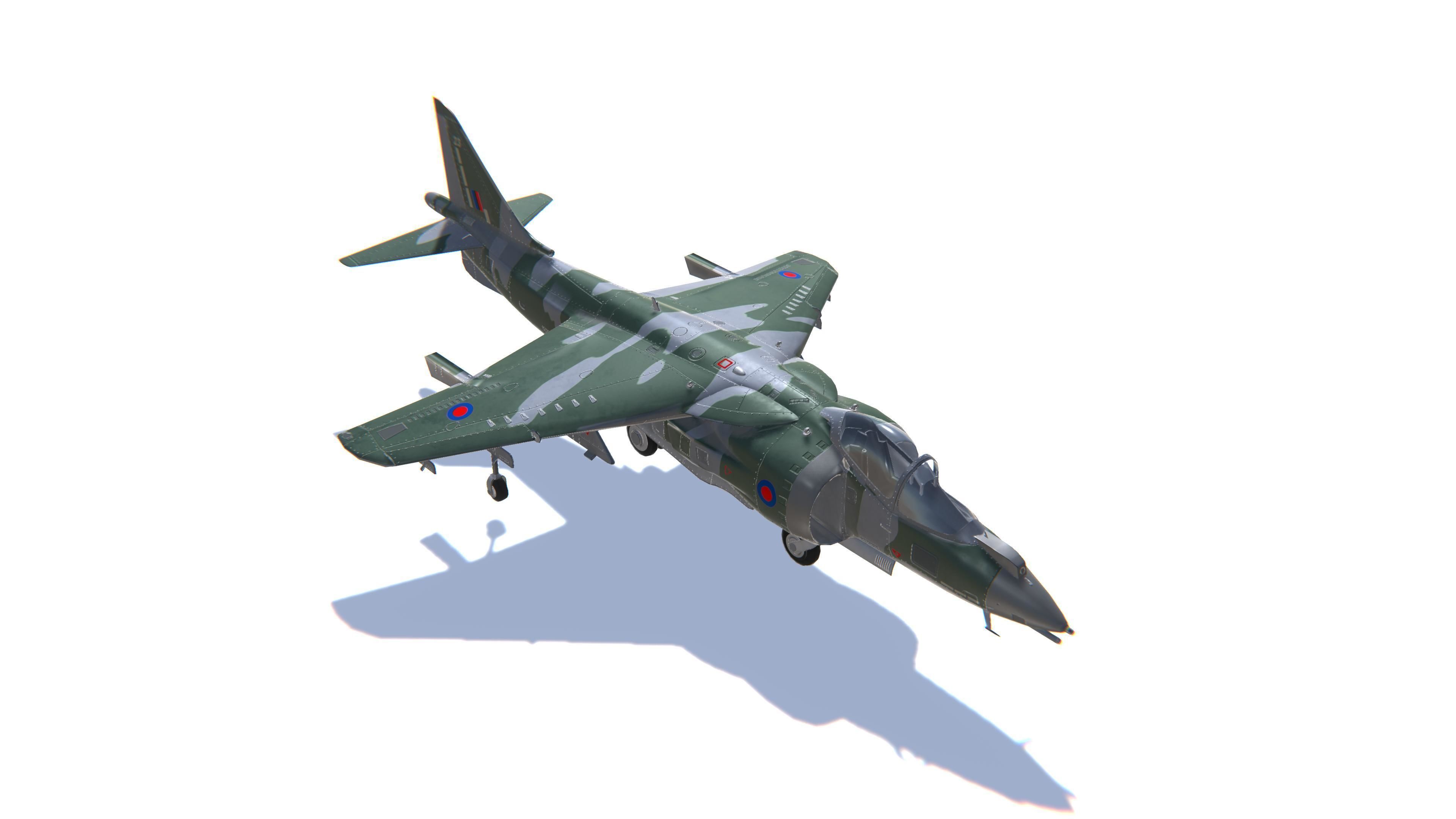 Harrier II Jet Fighter Aircraft Low-poly 3D model_3