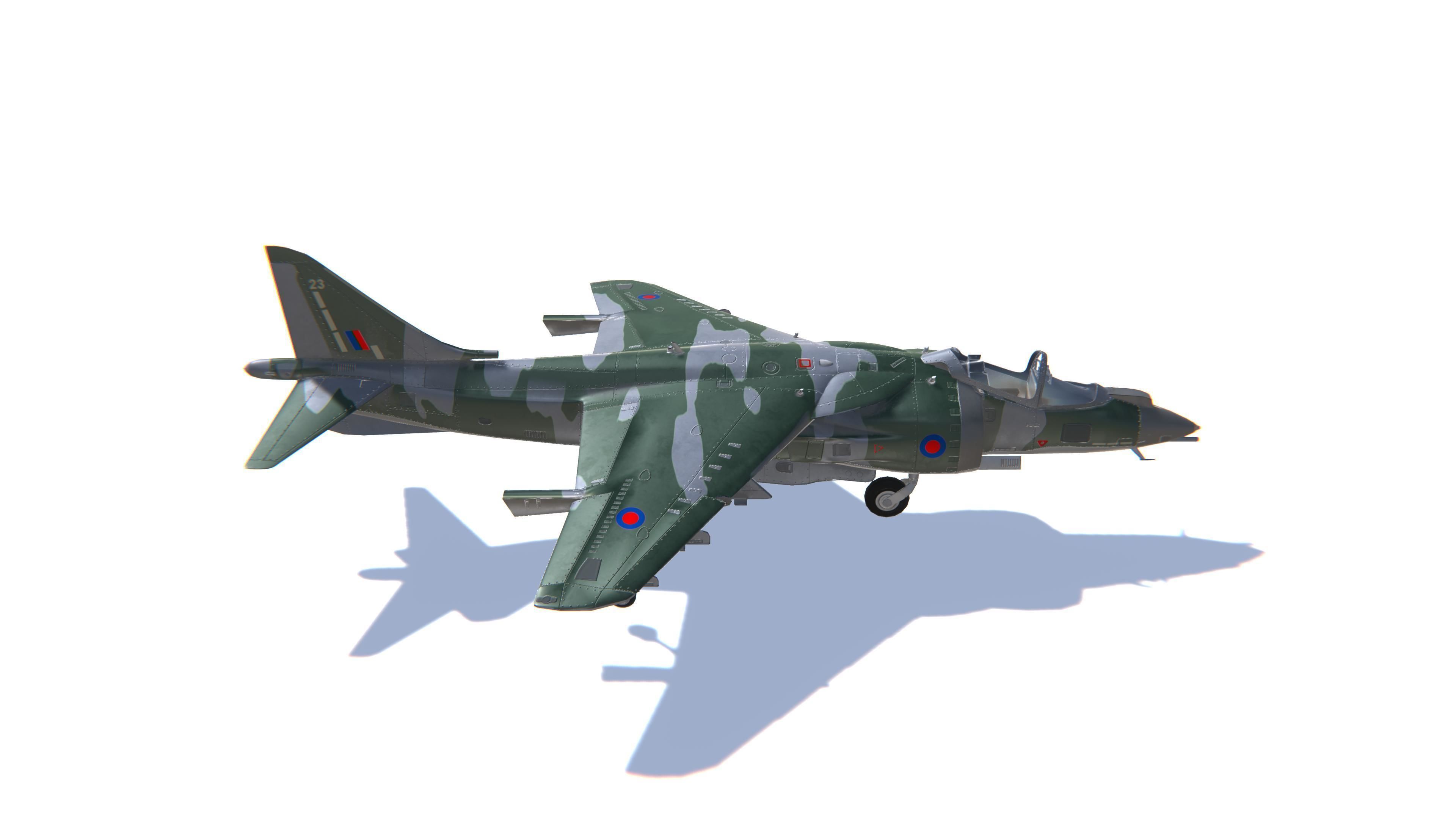 Harrier II Jet Fighter Aircraft Low-poly 3D model_4