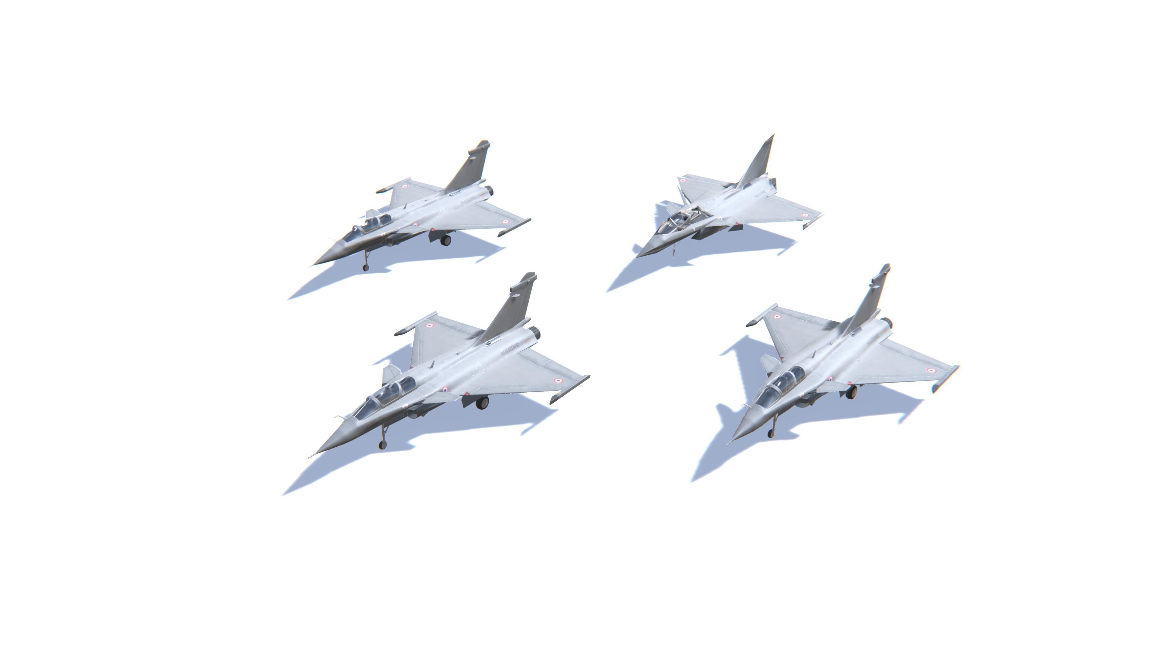 Rafale Jet Fighter Aircraft Low-poly 3D model_24