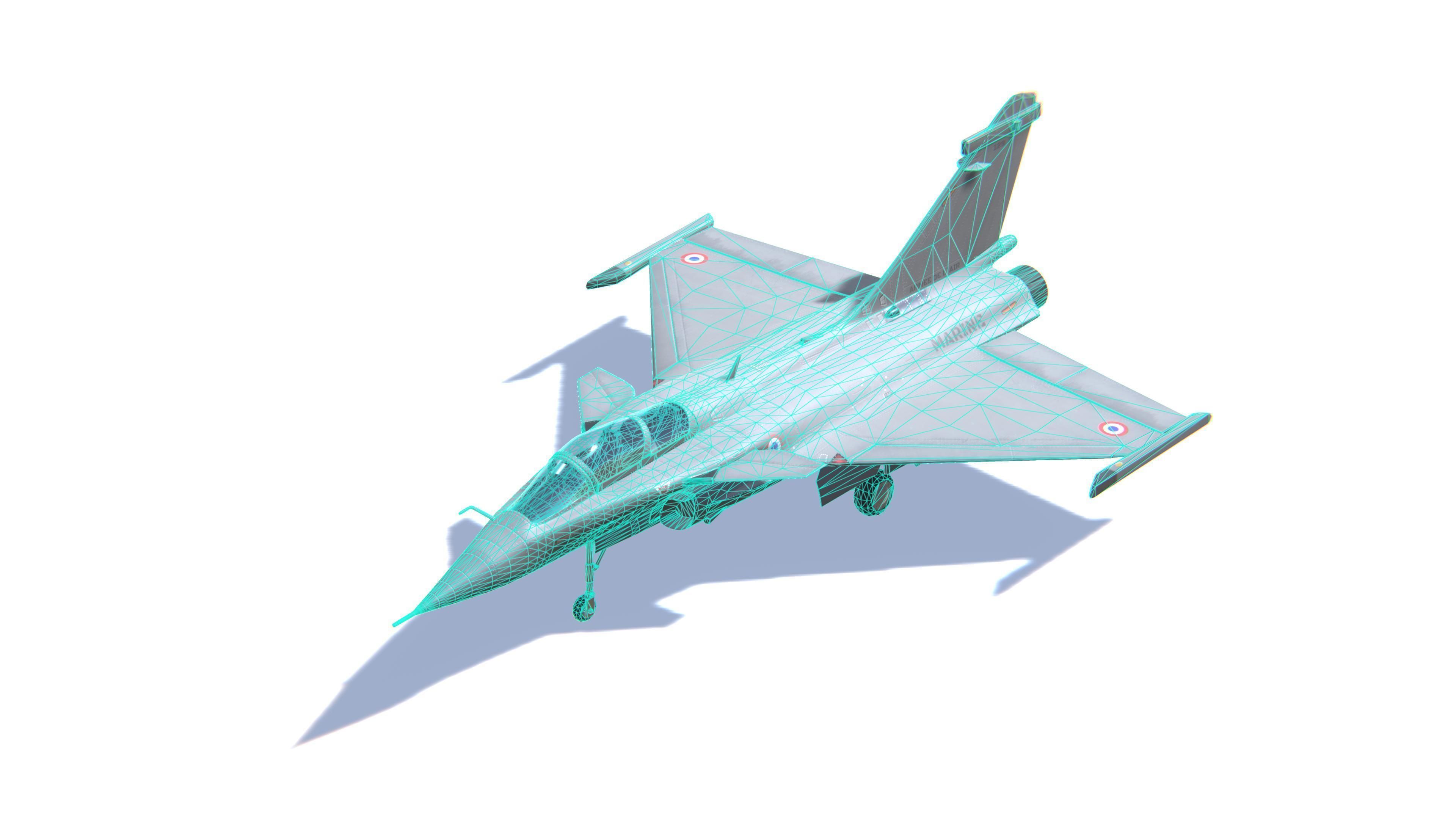 Rafale Jet Fighter Aircraft Low-poly 3D model_26