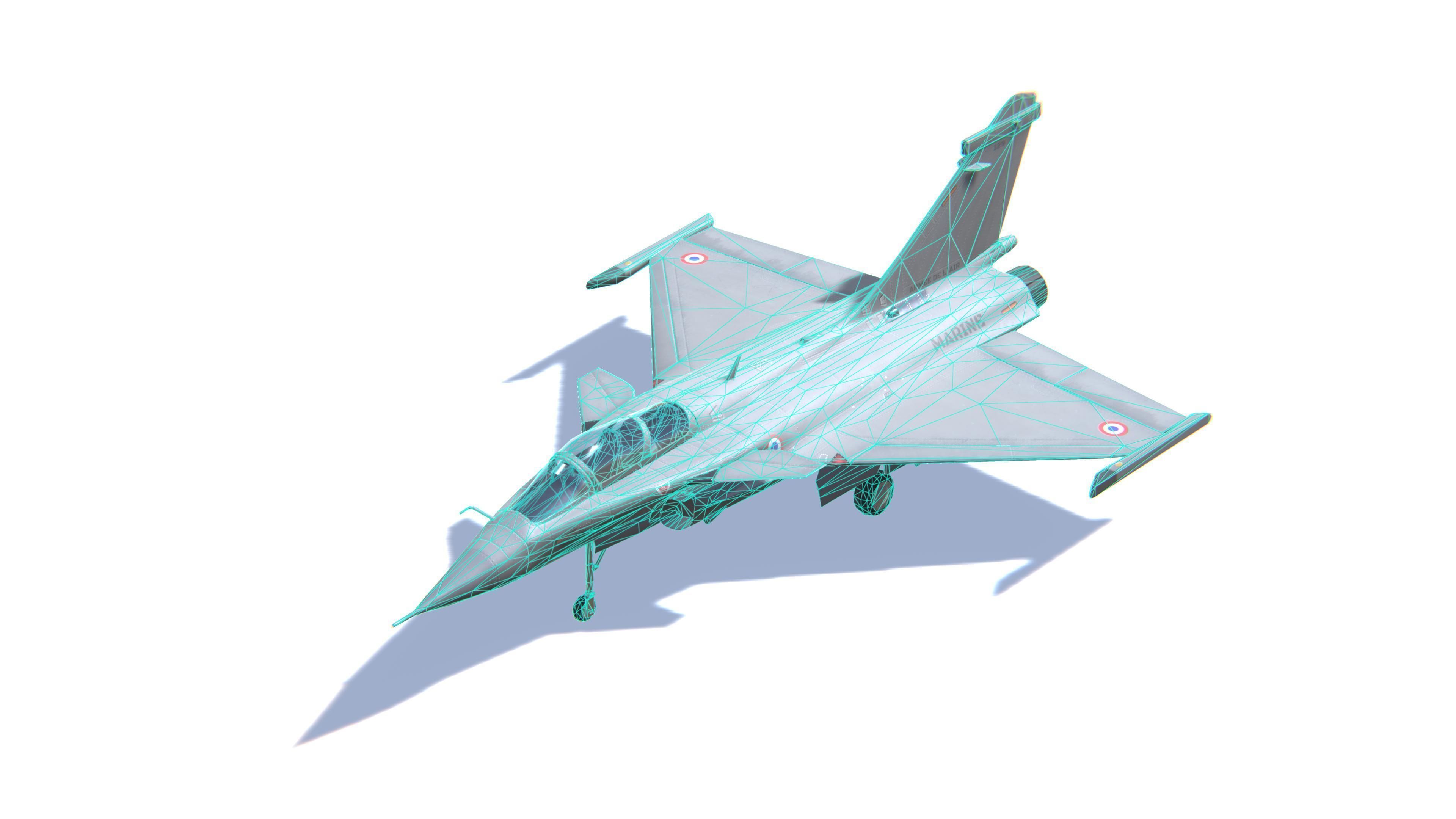 Rafale Jet Fighter Aircraft Low-poly 3D model_27
