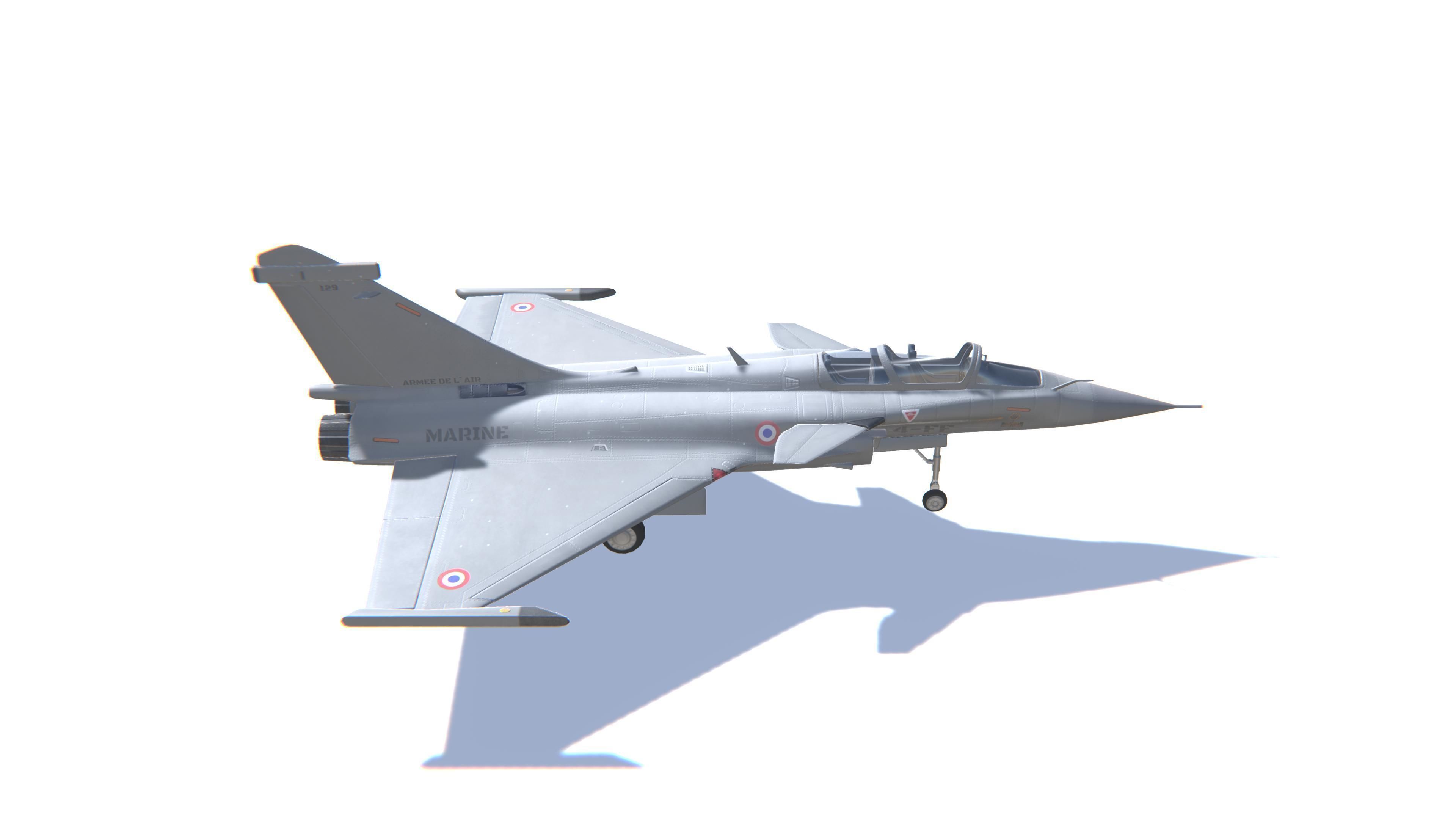 Rafale Jet Fighter Aircraft Low-poly 3D model_4