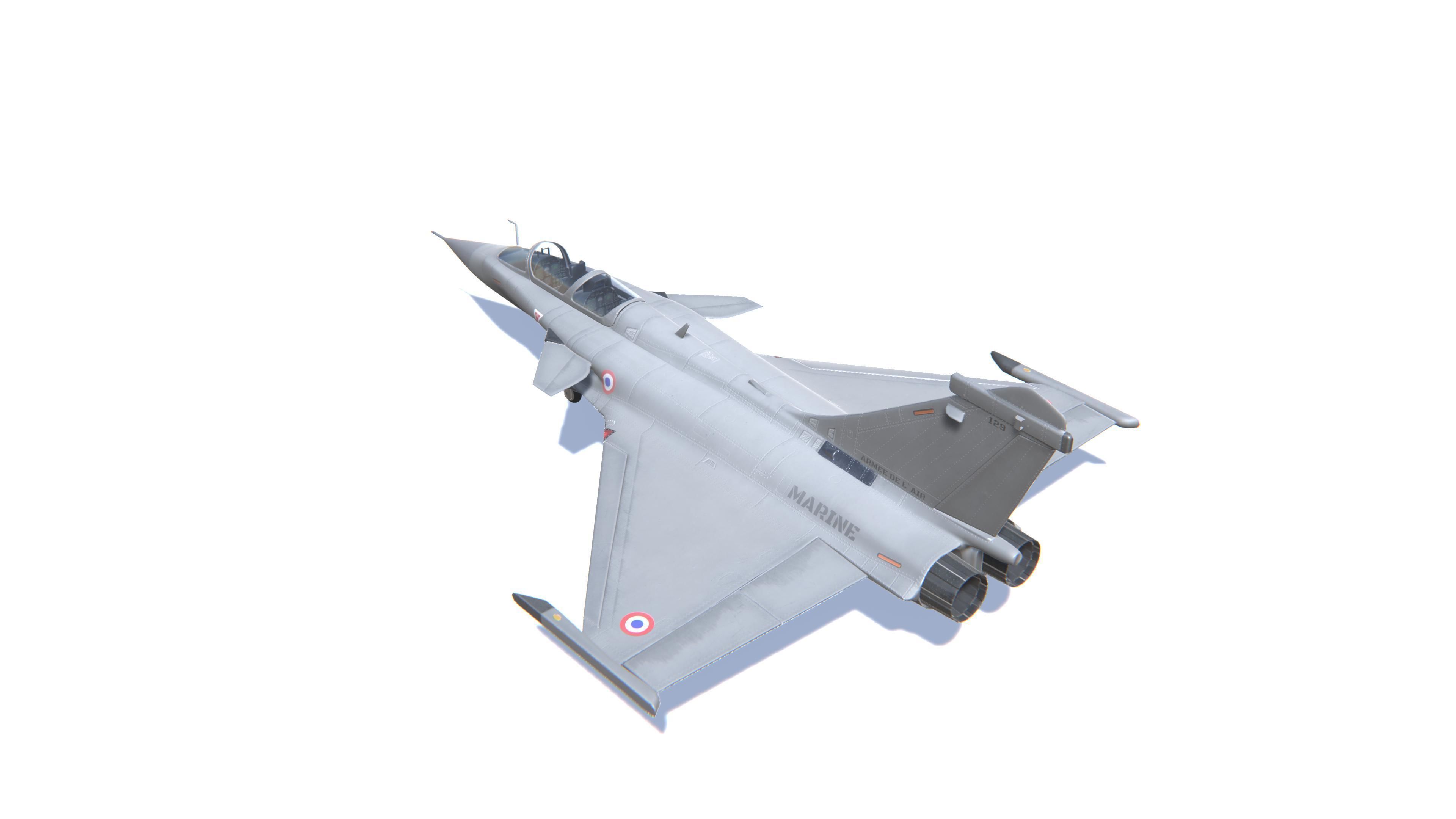 Rafale Jet Fighter Aircraft Low-poly 3D model_7