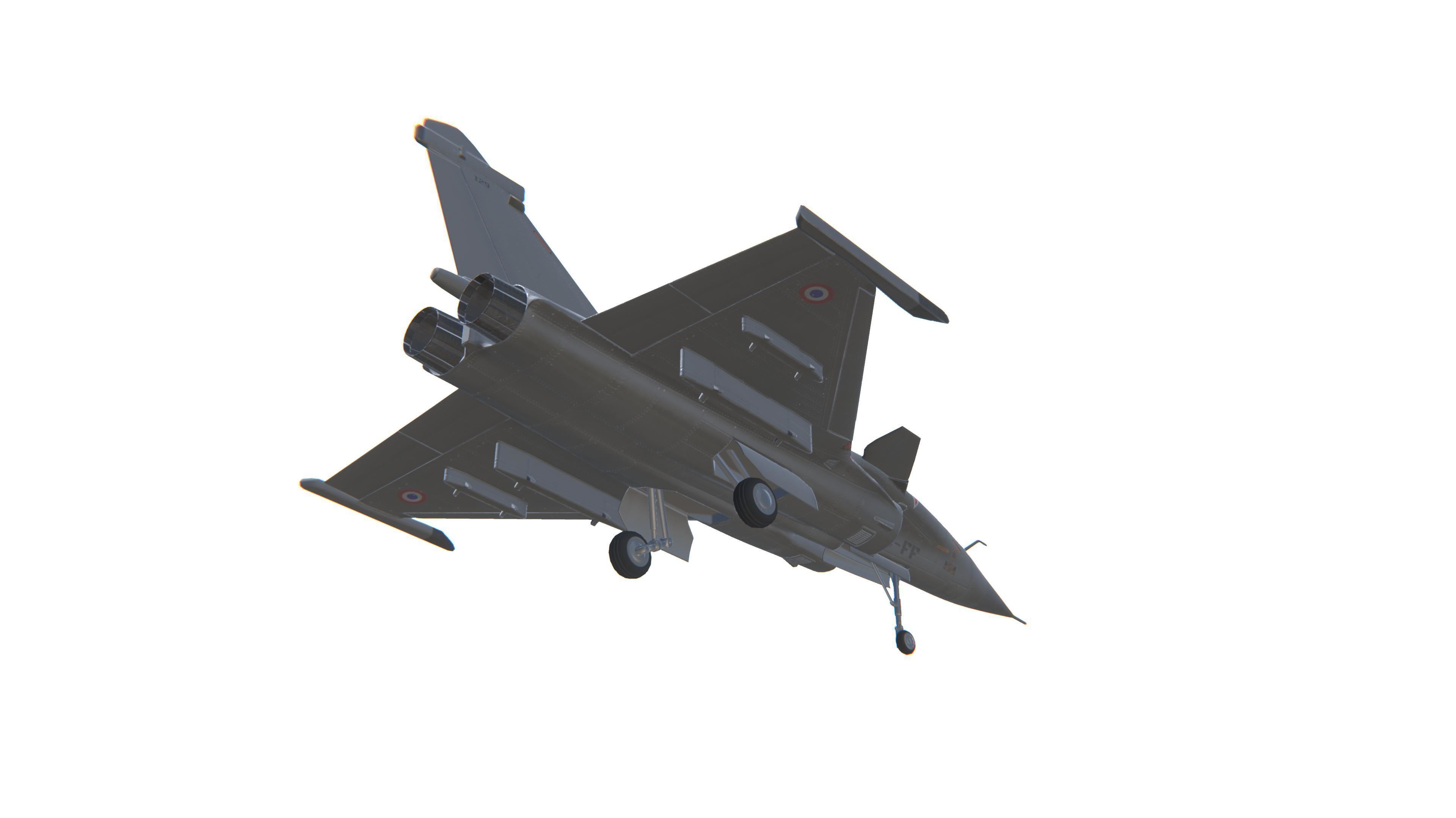 Rafale Jet Fighter Aircraft Low-poly 3D model_14
