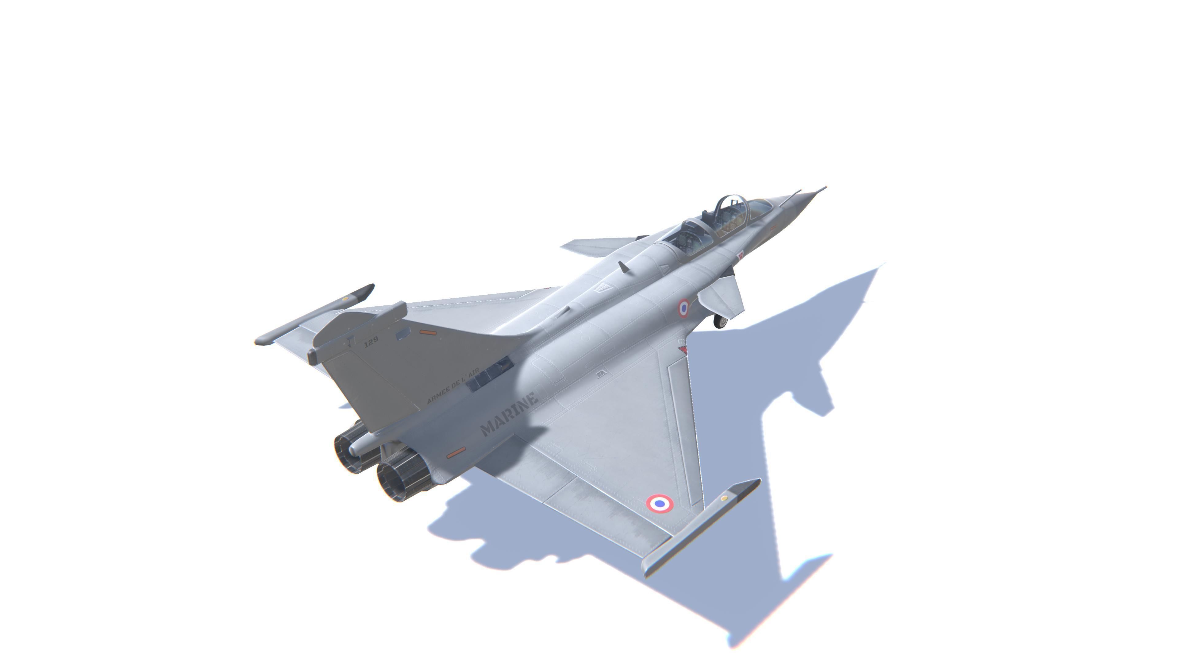 Rafale Jet Fighter Aircraft Low-poly 3D model_5