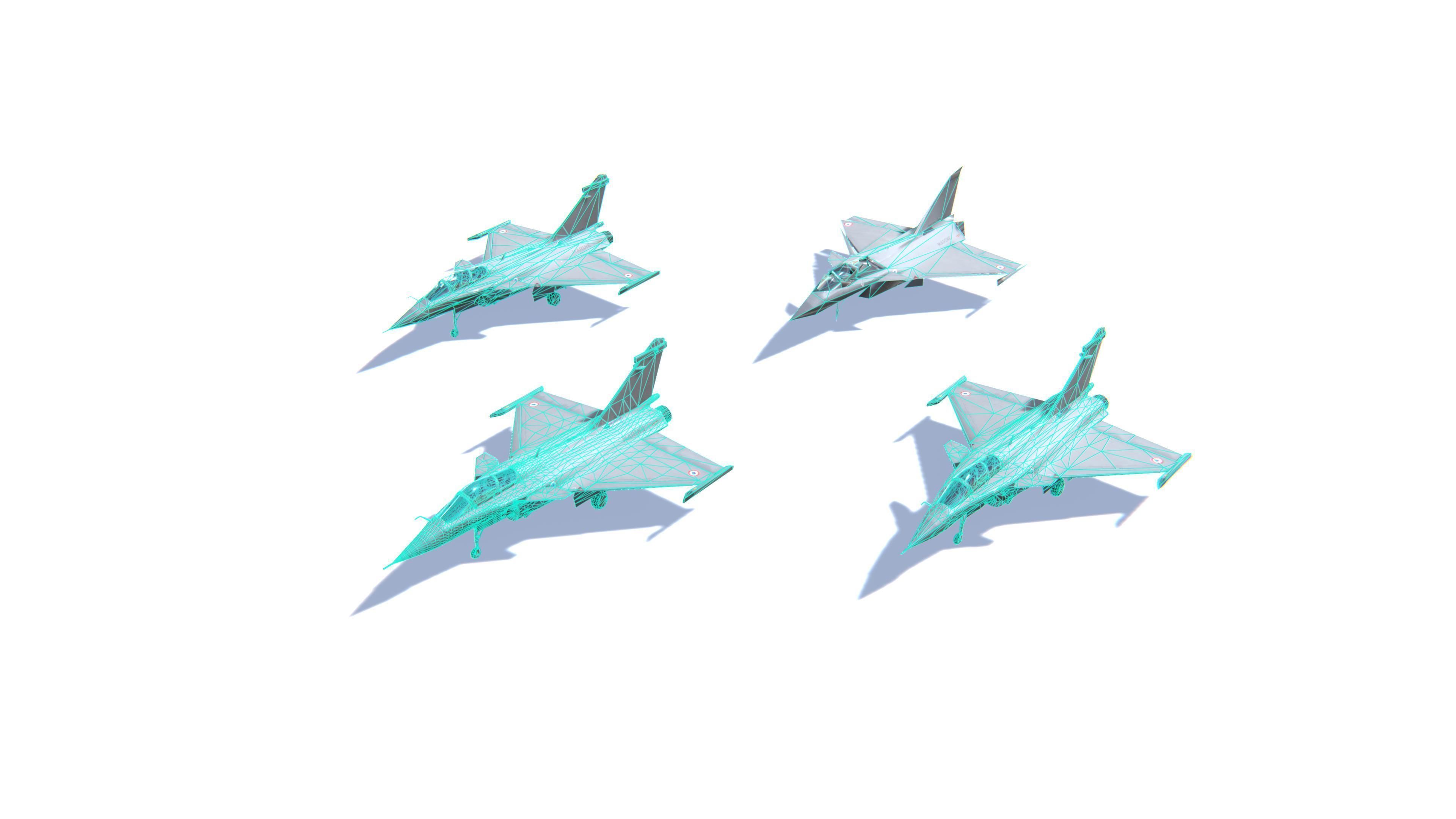 Rafale Jet Fighter Aircraft Low-poly 3D model_25