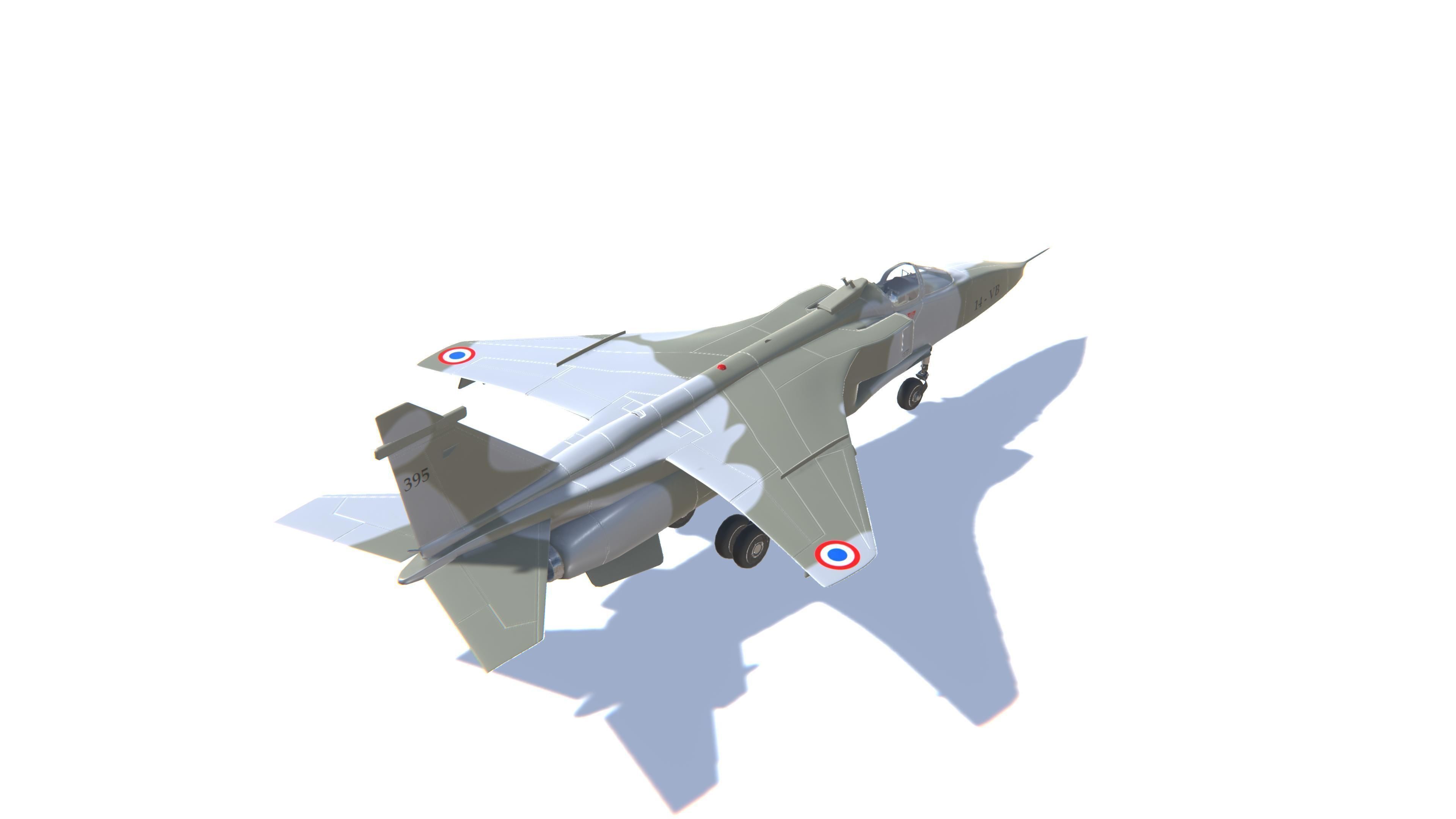 Jaguar Jet Fighter Aircraft Low-poly 3D model_5
