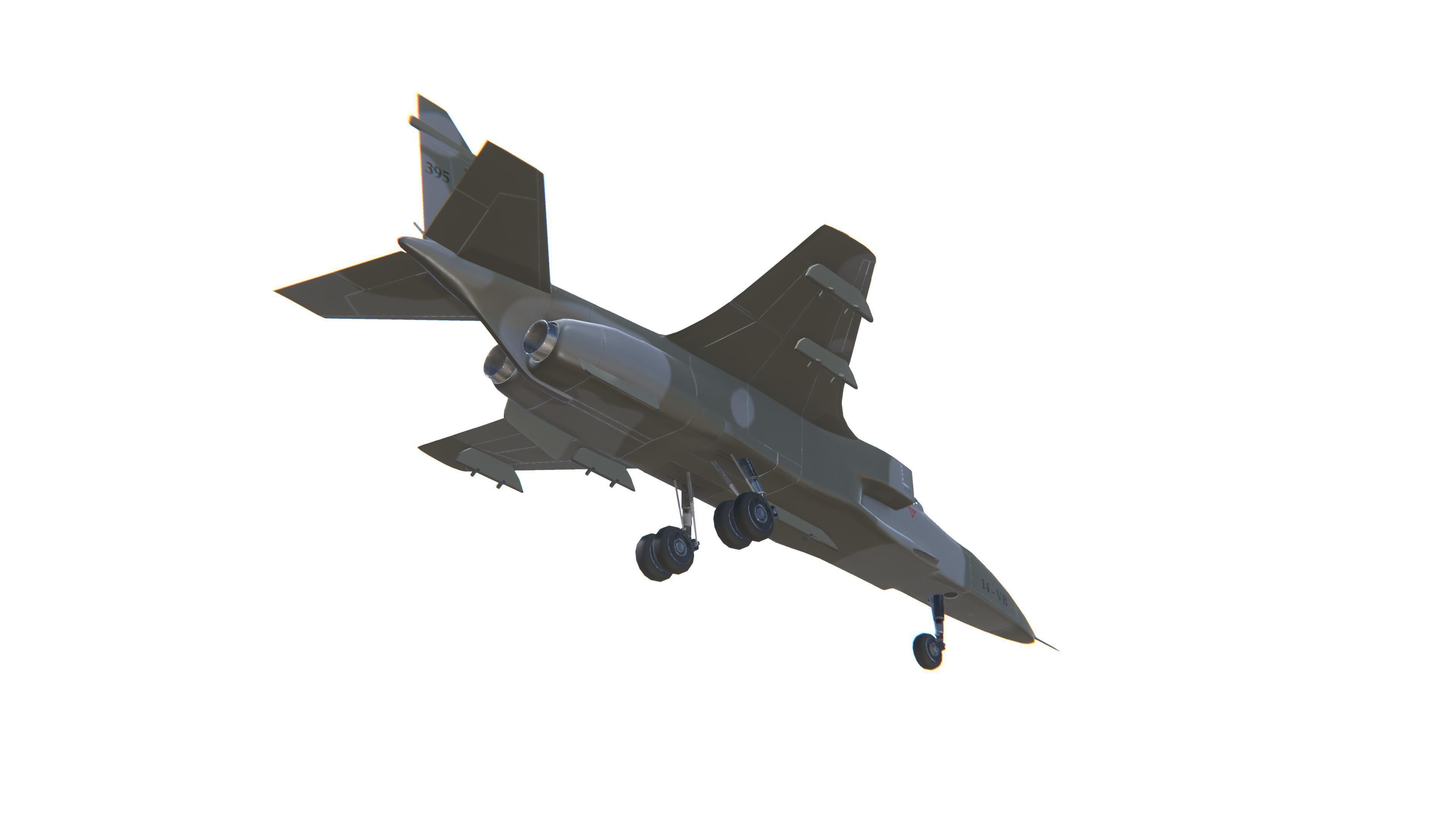 Jaguar Jet Fighter Aircraft Low-poly 3D model_14
