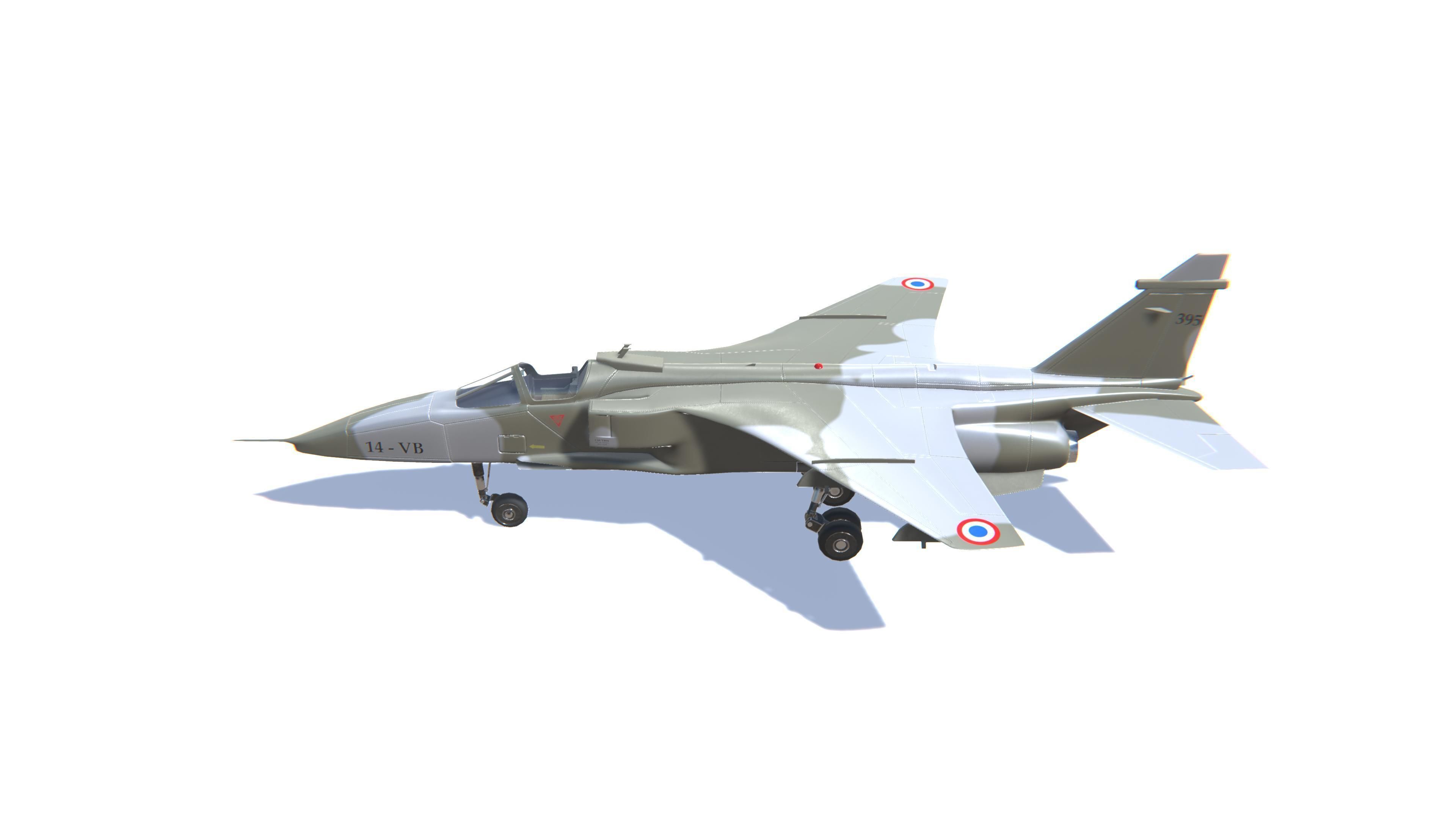 Jaguar Jet Fighter Aircraft Low-poly 3D model_8