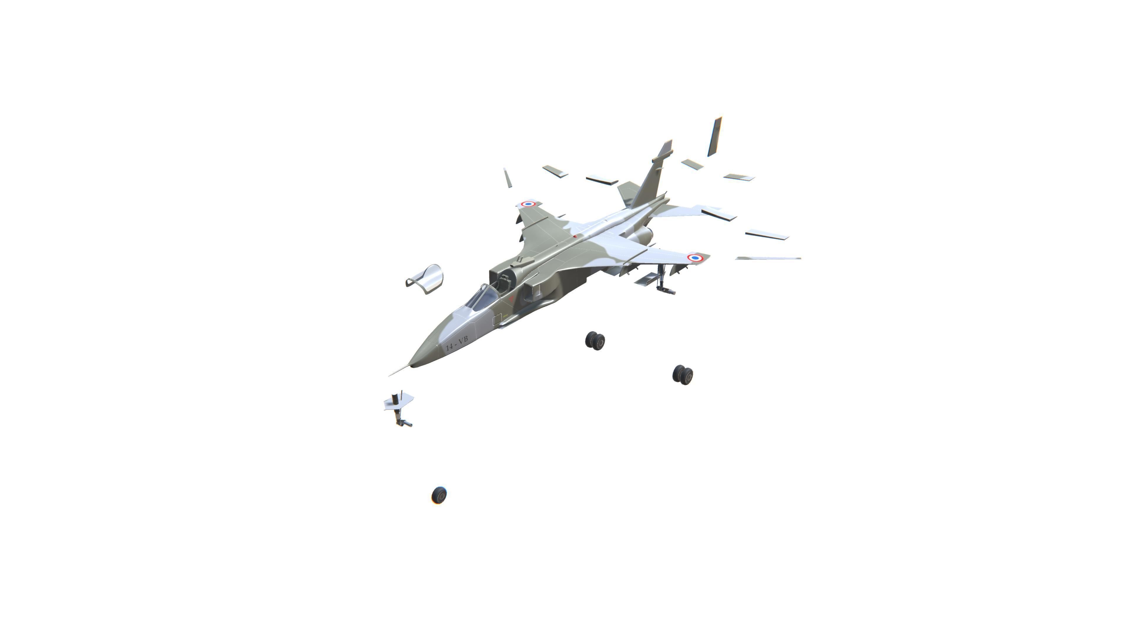 Jaguar Jet Fighter Aircraft Low-poly 3D model_9