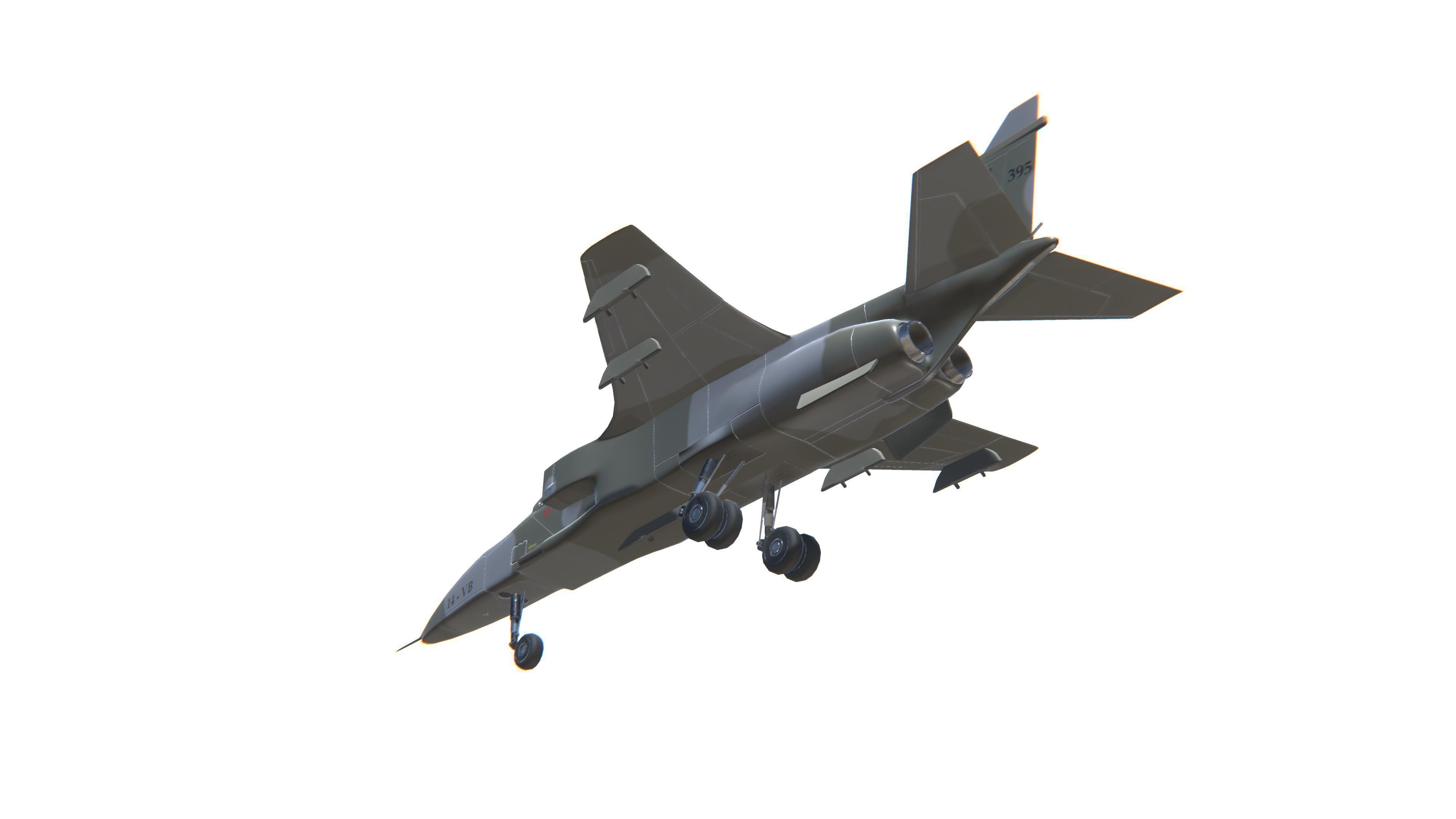Jaguar Jet Fighter Aircraft Low-poly 3D model_16