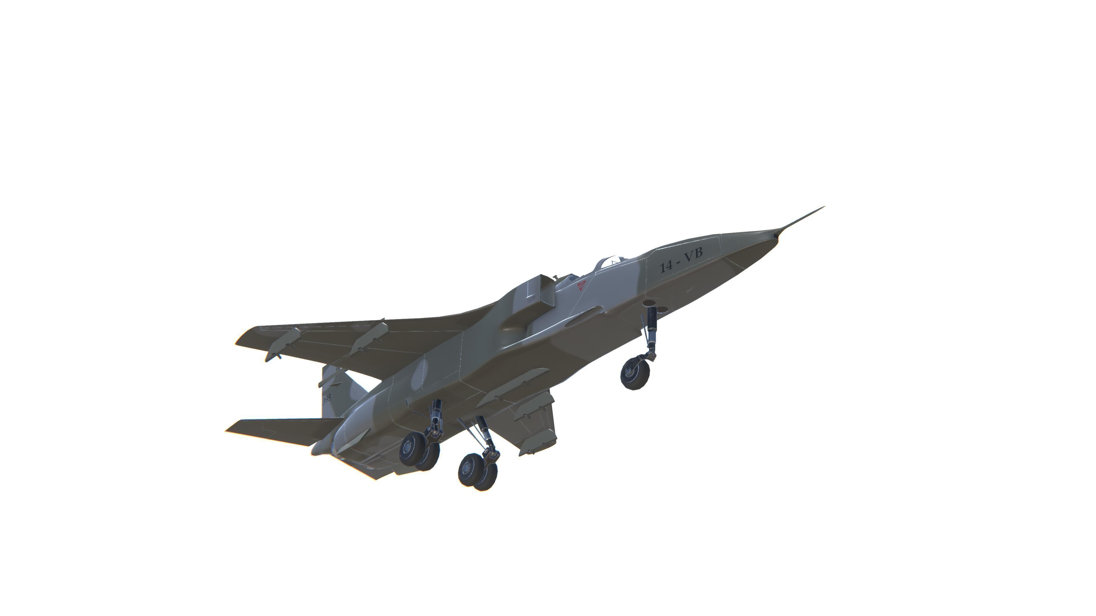 Jaguar Jet Fighter Aircraft Low-poly 3D model_12