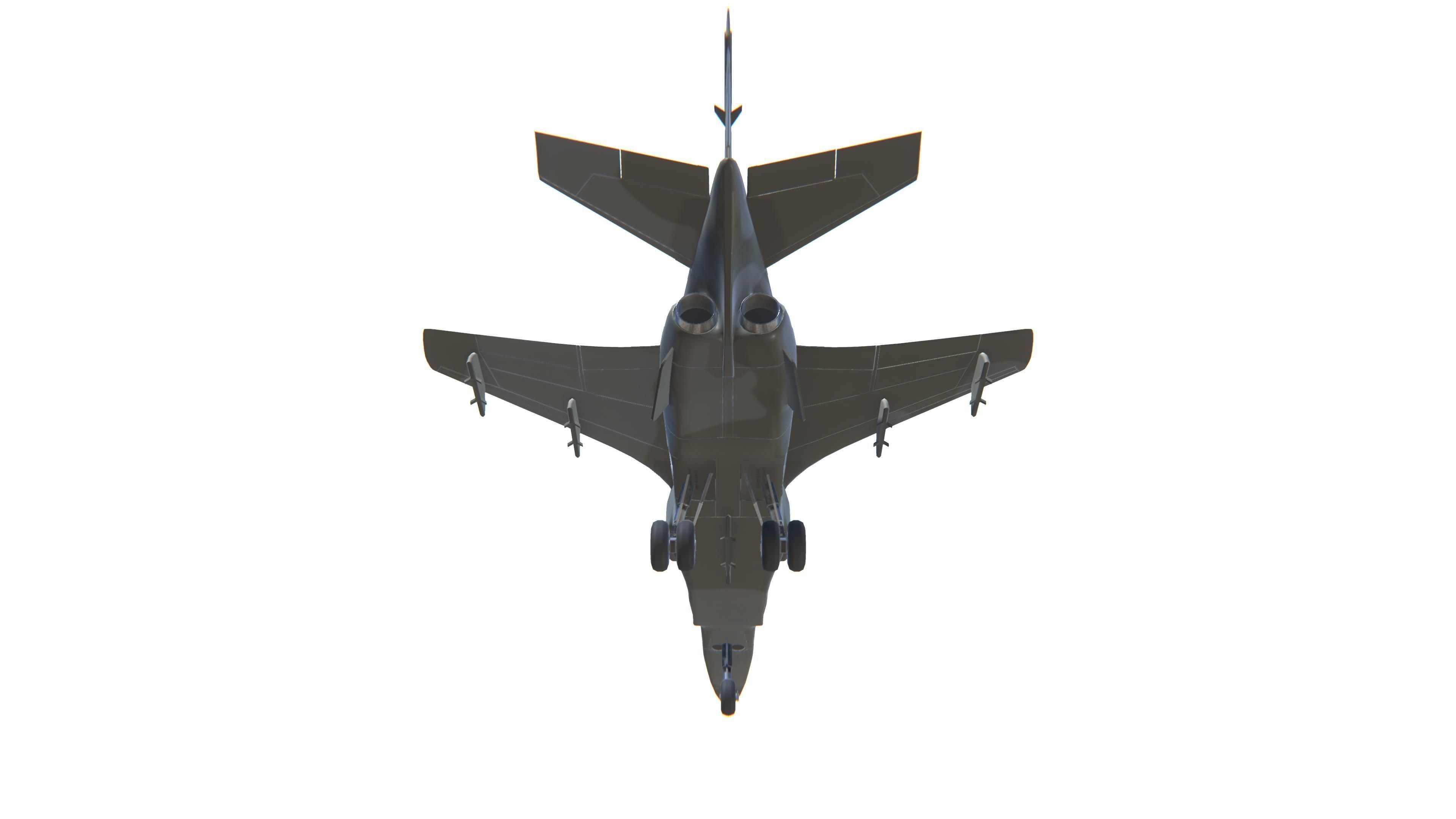 Jaguar Jet Fighter Aircraft Low-poly 3D model_15