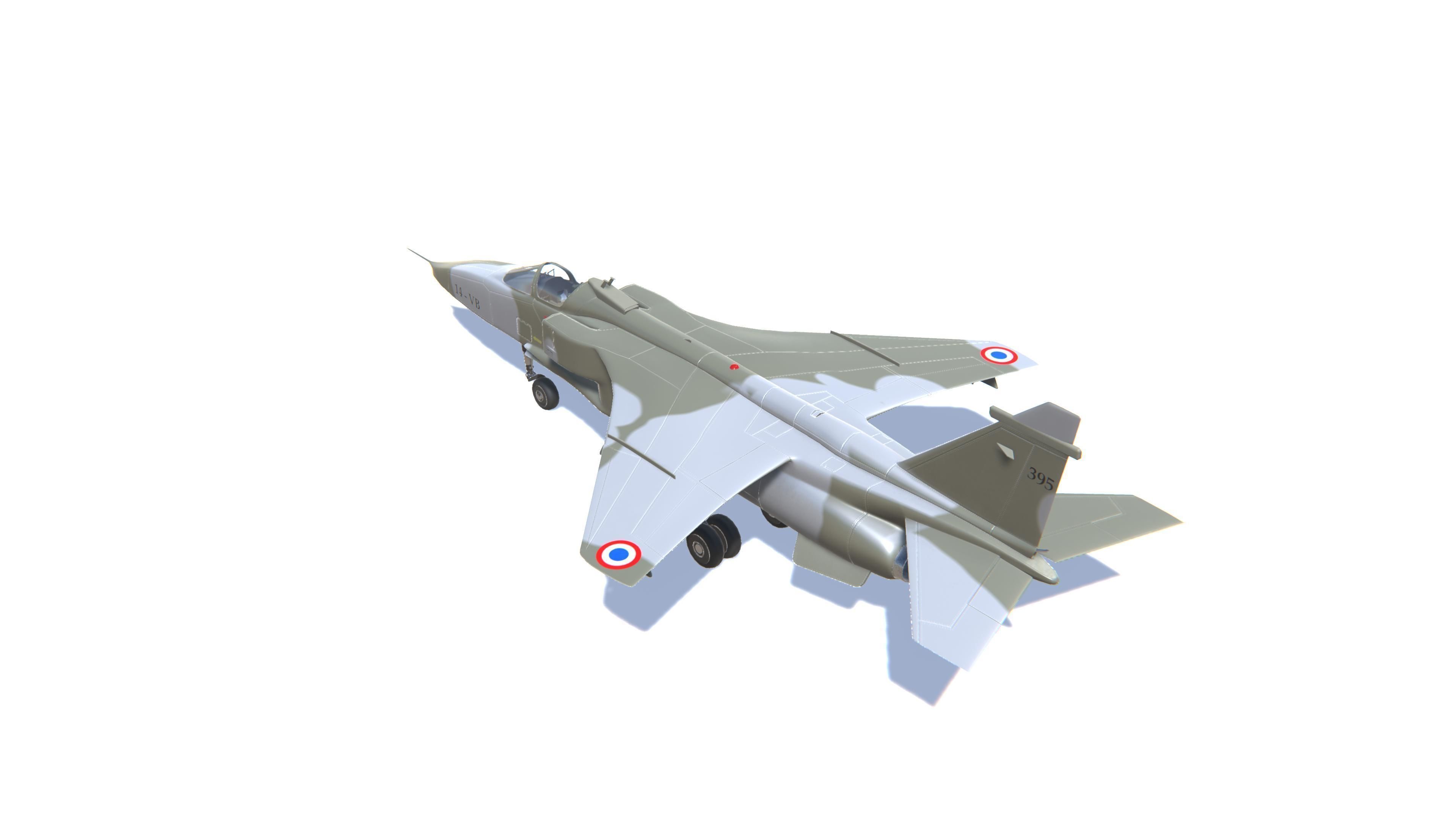 Jaguar Jet Fighter Aircraft Low-poly 3D model_7