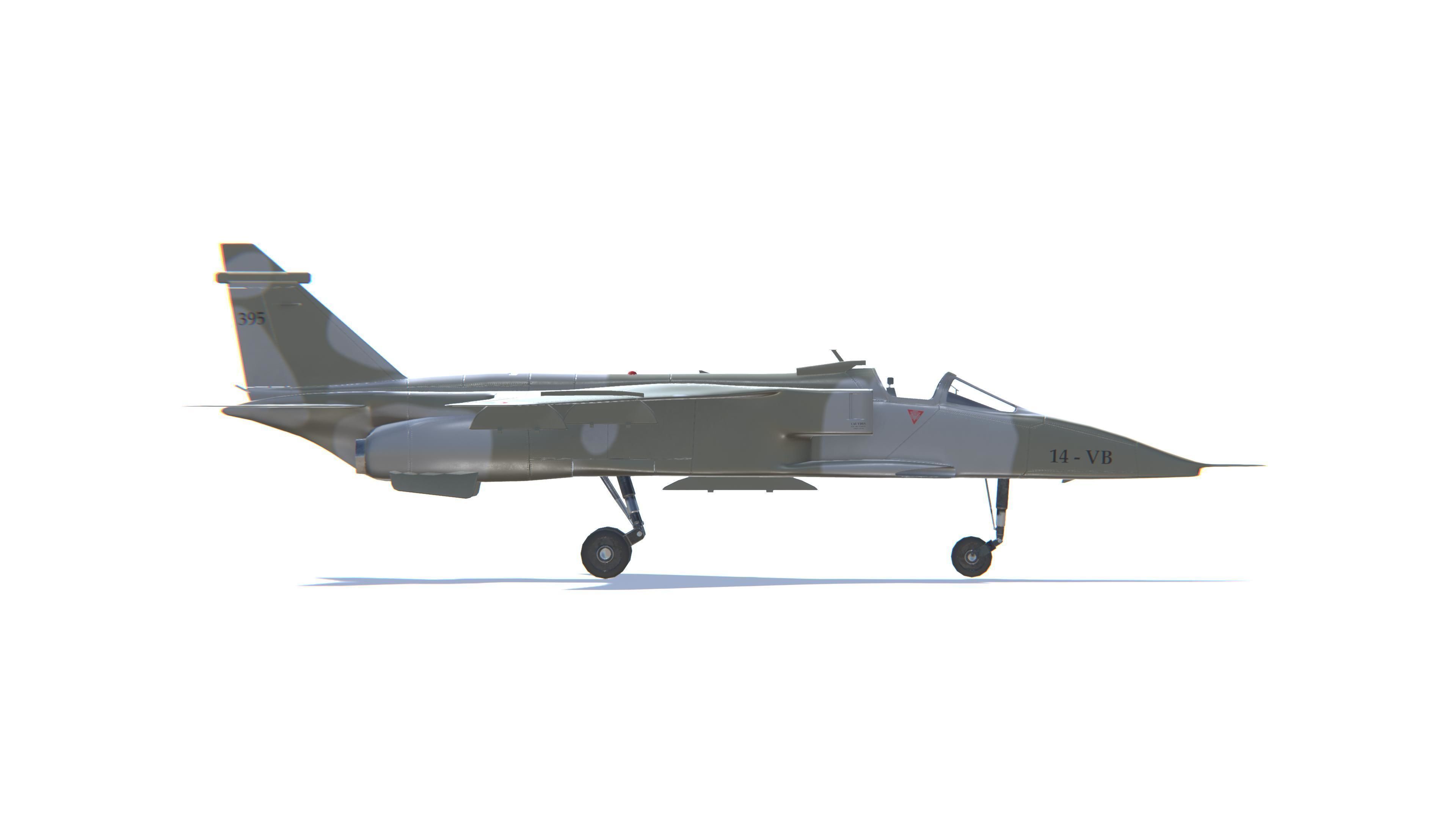 Jaguar Jet Fighter Aircraft Low-poly 3D model_19