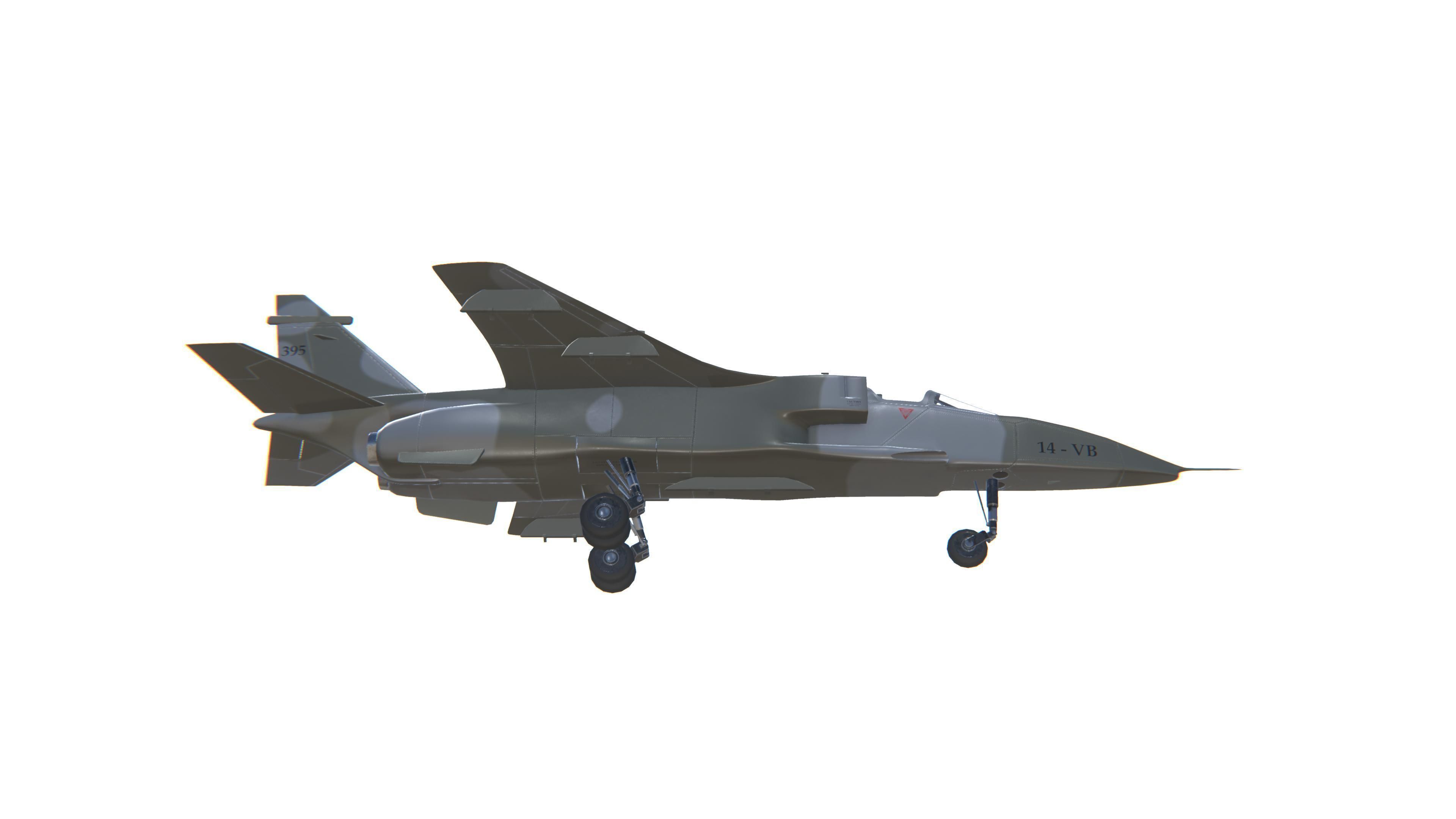 Jaguar Jet Fighter Aircraft Low-poly 3D model_13