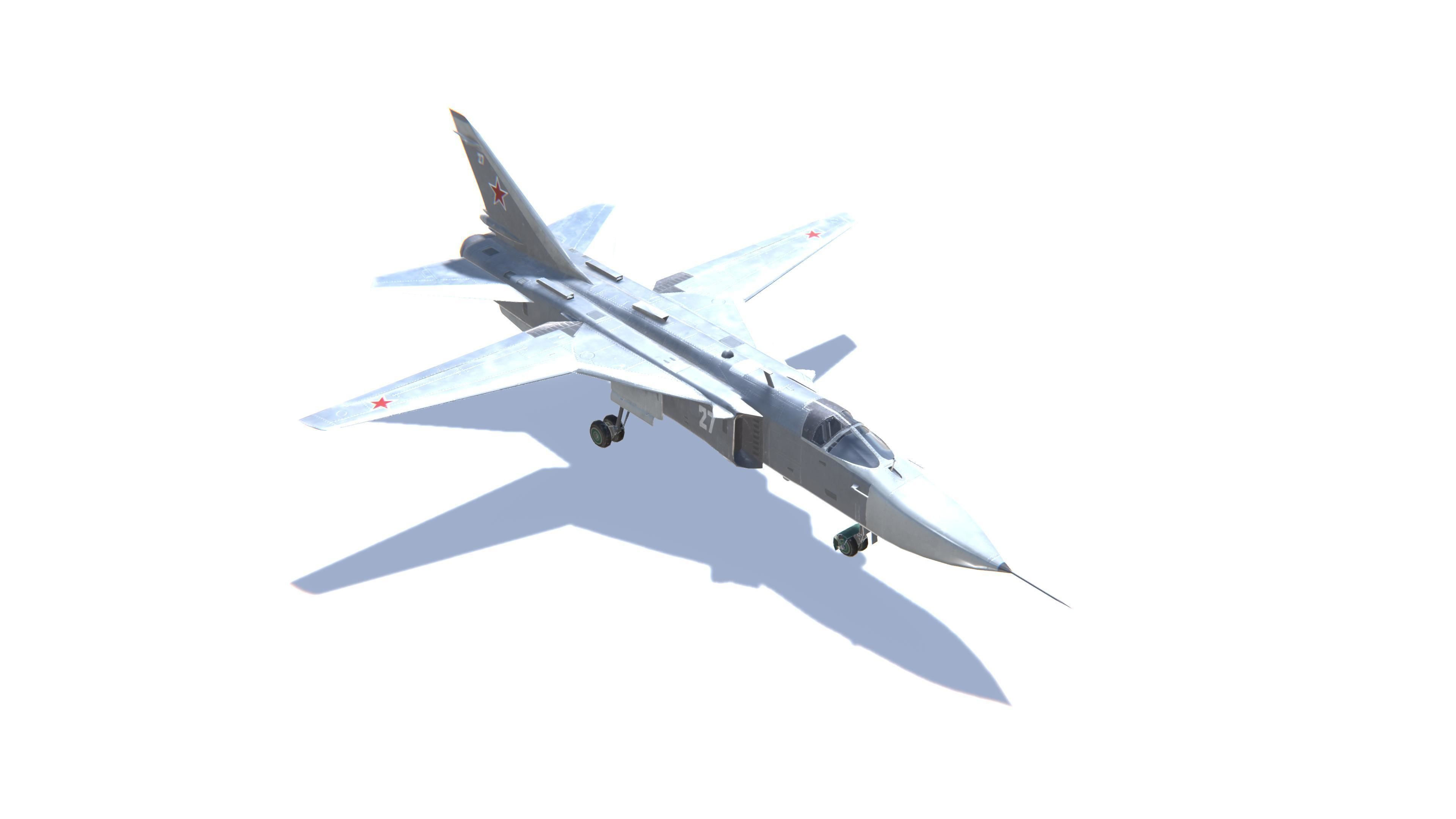 SU-24 Fencer Jet Fighter Aircraft Low-poly 3D model_3