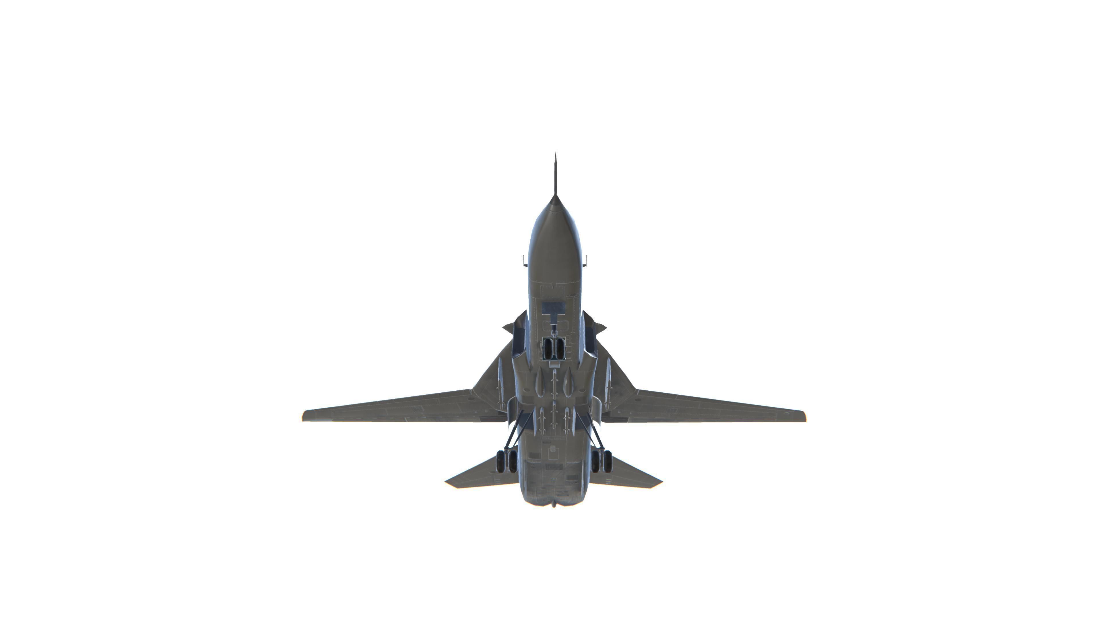 SU-24 Fencer Jet Fighter Aircraft Low-poly 3D model_11