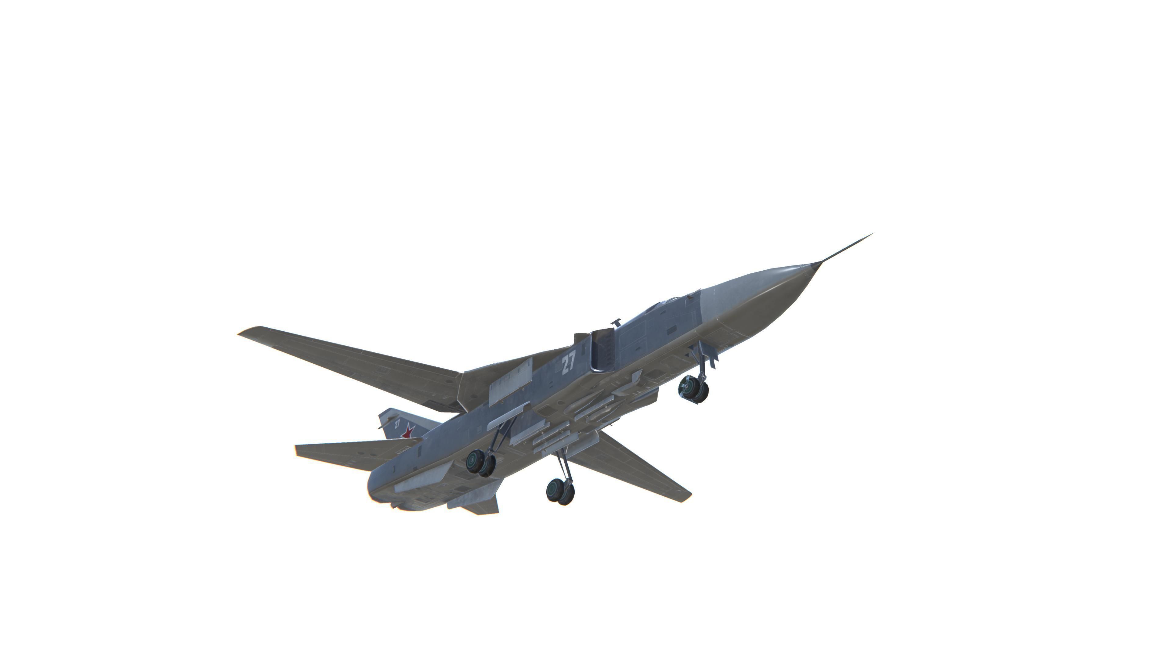 SU-24 Fencer Jet Fighter Aircraft Low-poly 3D model_12