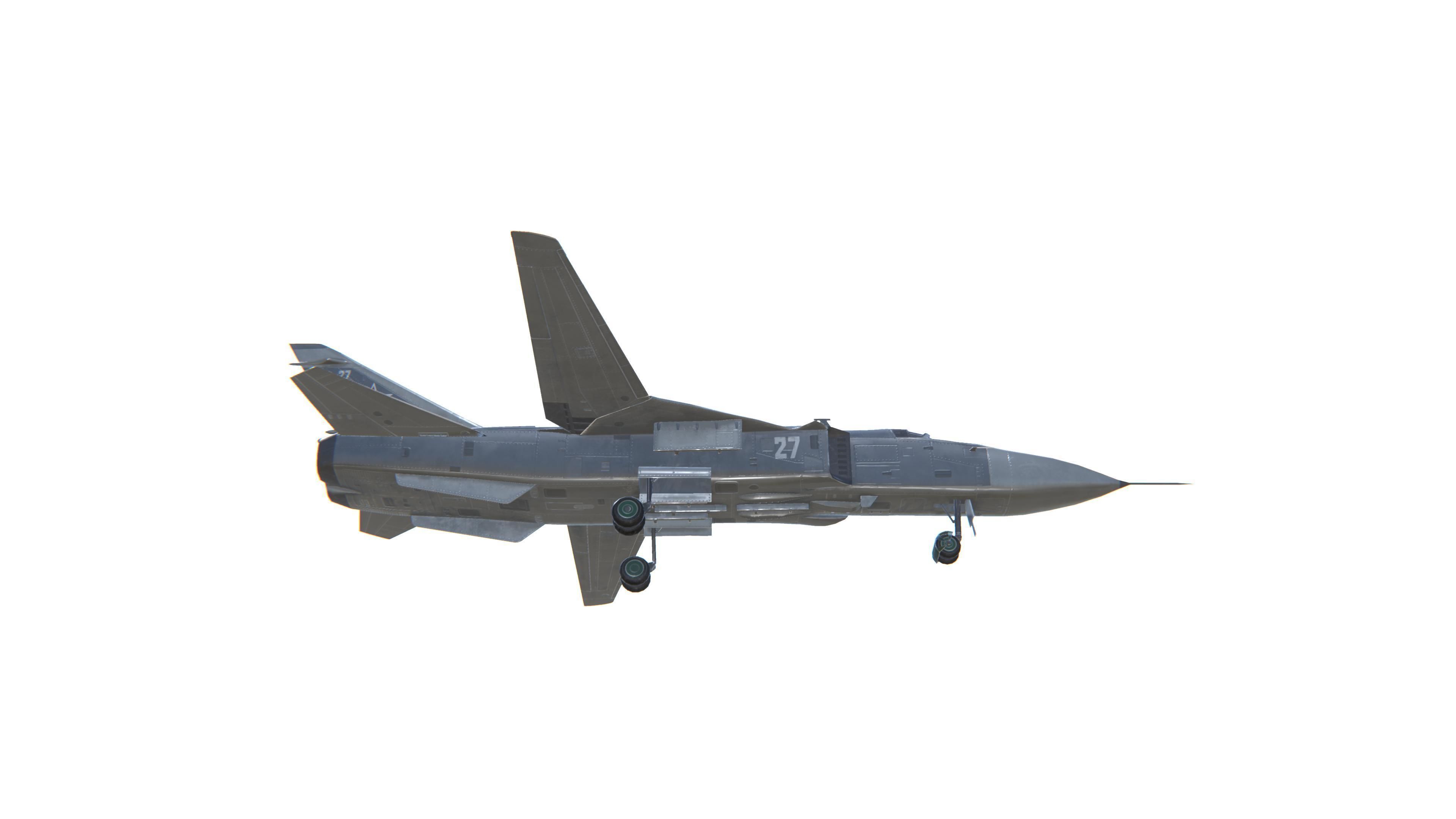 SU-24 Fencer Jet Fighter Aircraft Low-poly 3D model_13