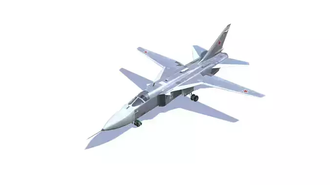SU-24 Fencer Jet Fighter Aircraft Low-poly 3D model