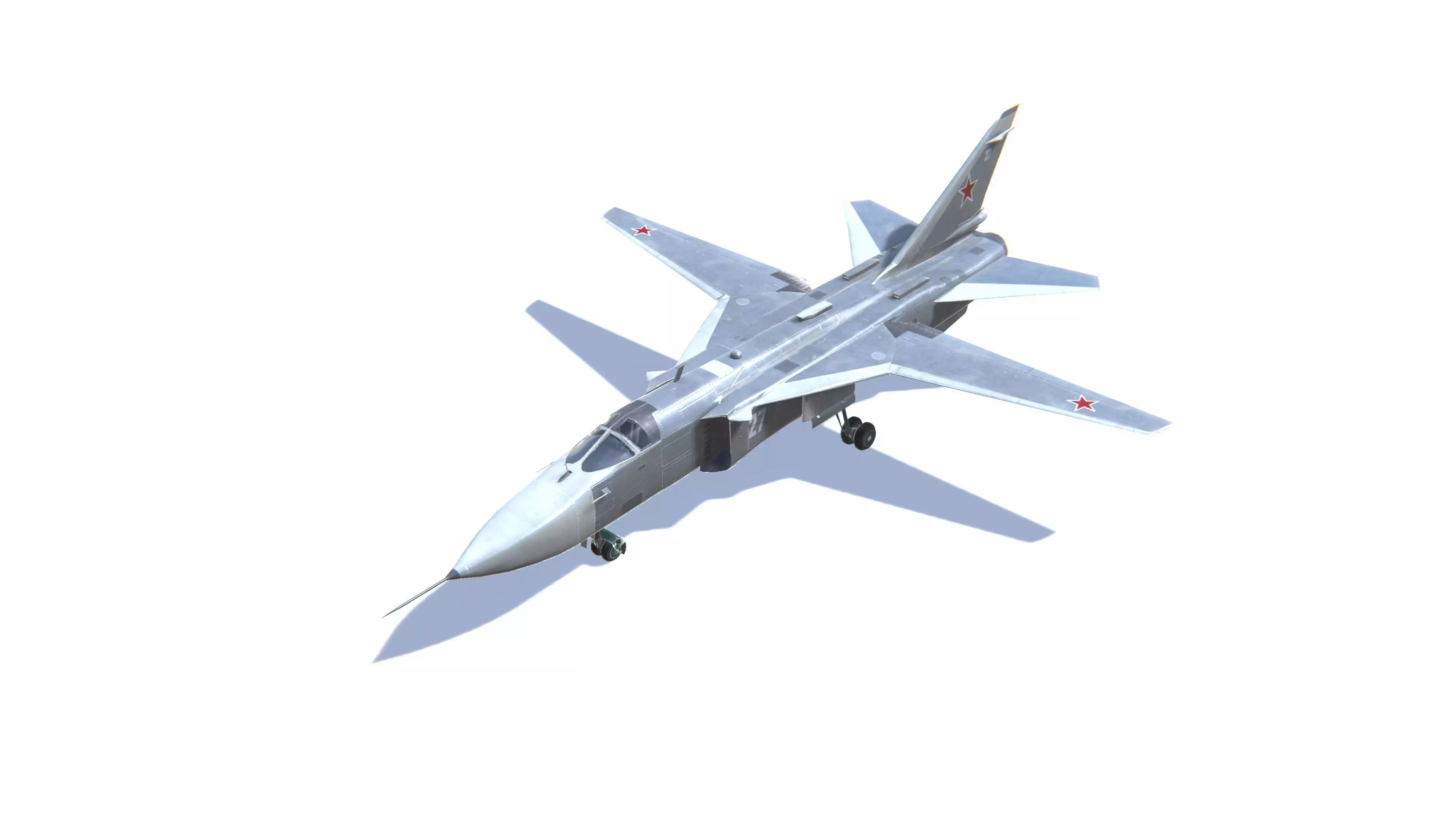 SU-24 Fencer Jet Fighter Aircraft Low-poly 3D model_0