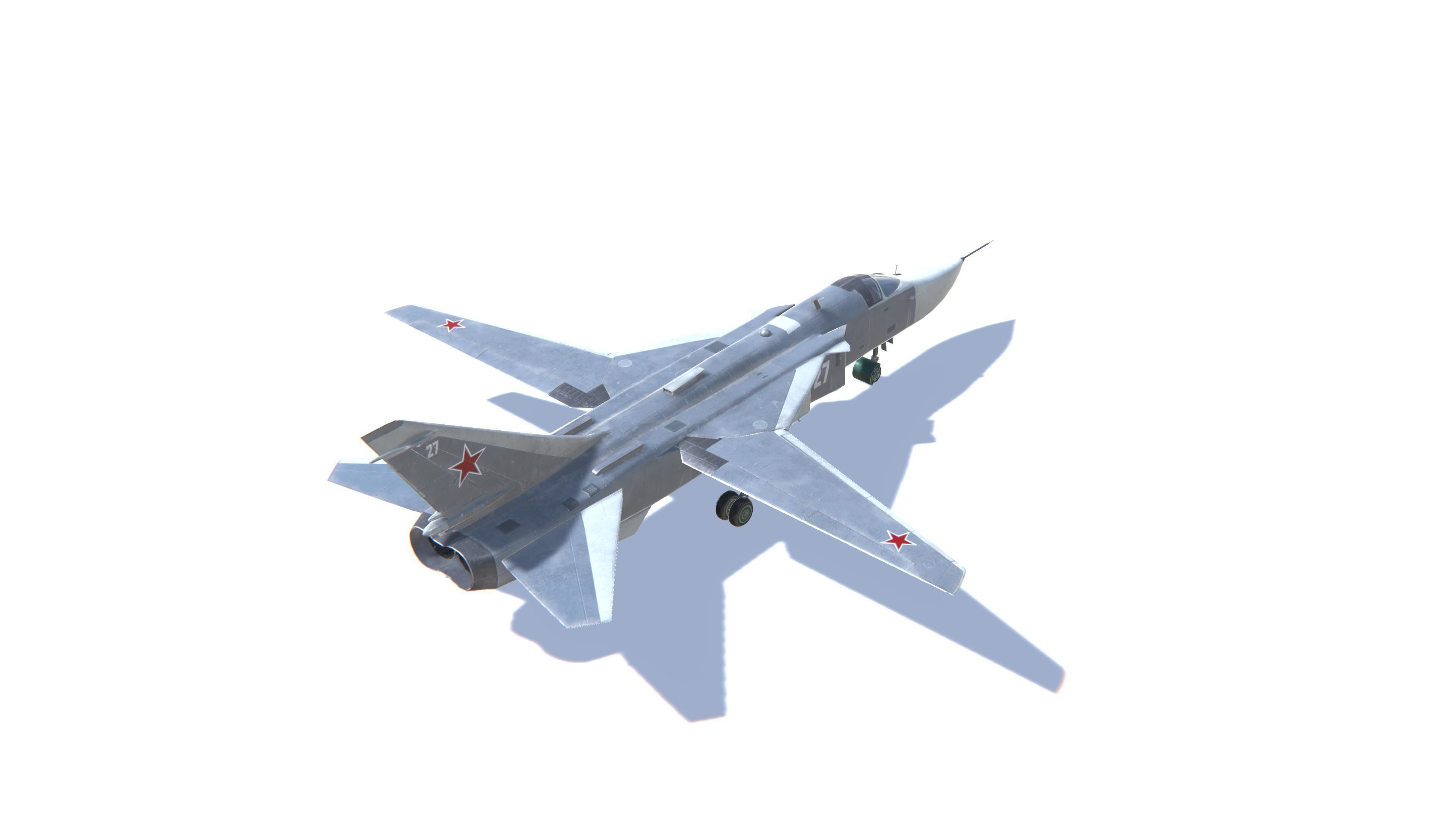 SU-24 Fencer Jet Fighter Aircraft Low-poly 3D model_5