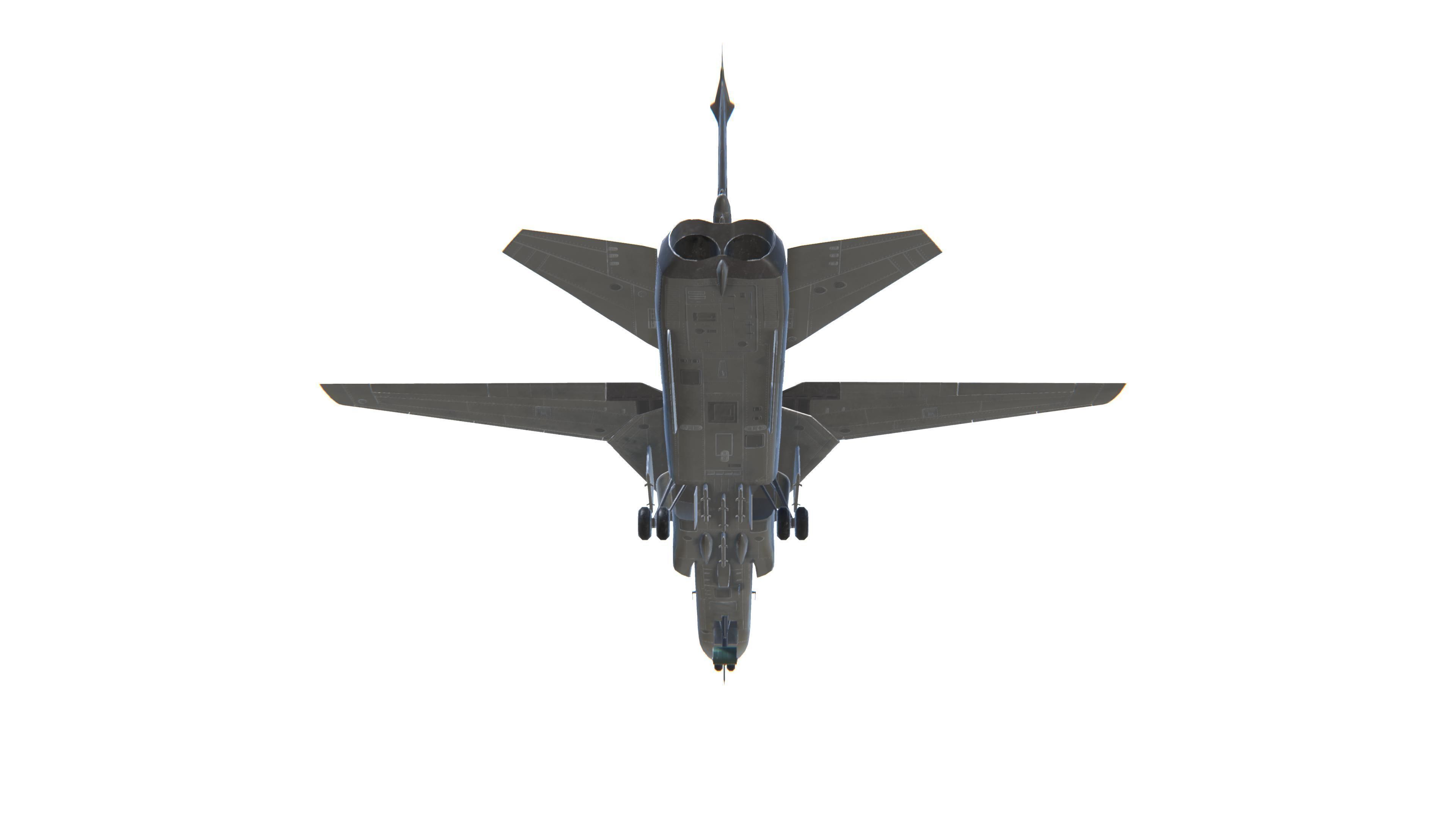 SU-24 Fencer Jet Fighter Aircraft Low-poly 3D model_15