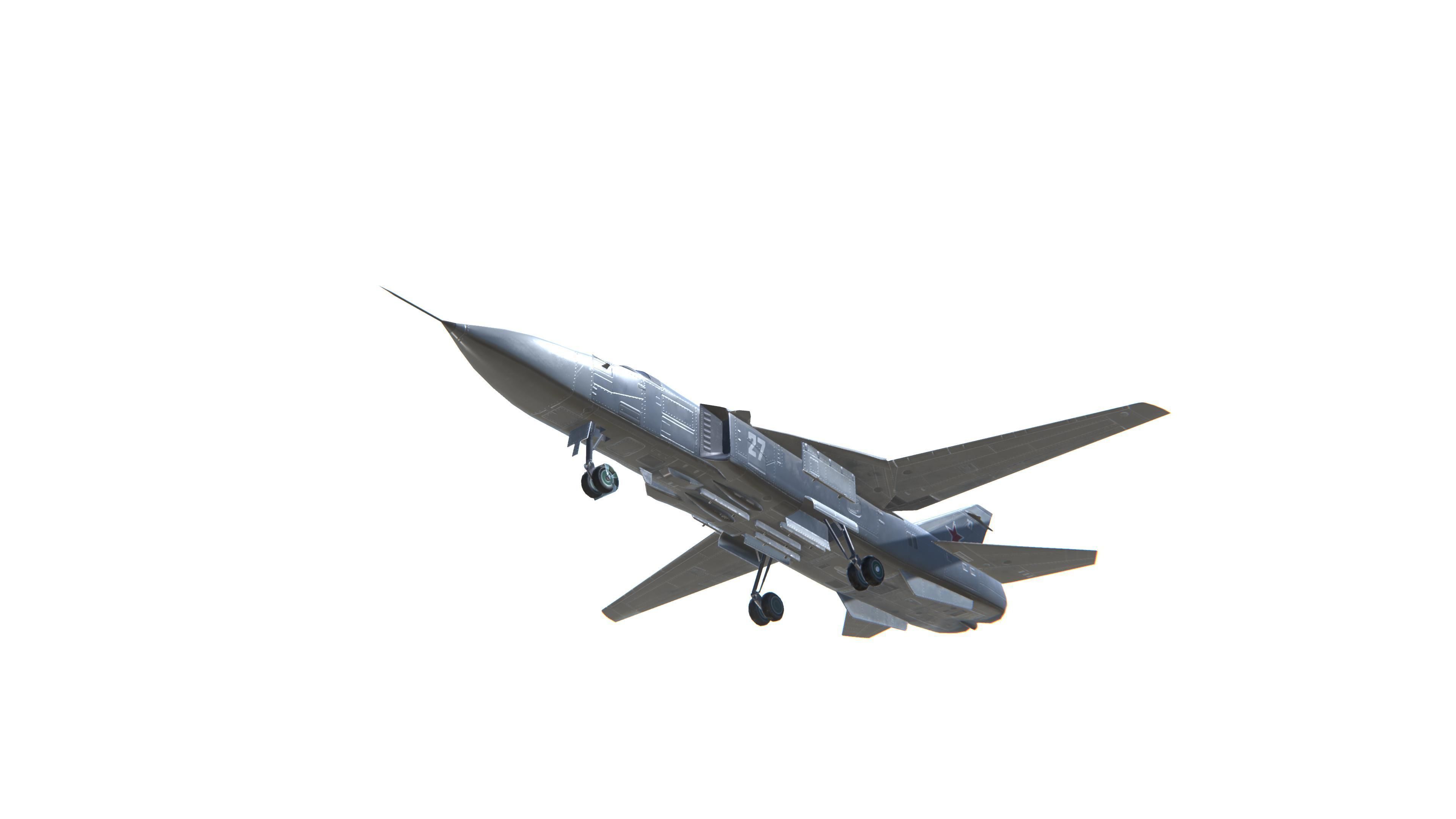 SU-24 Fencer Jet Fighter Aircraft Low-poly 3D model_10