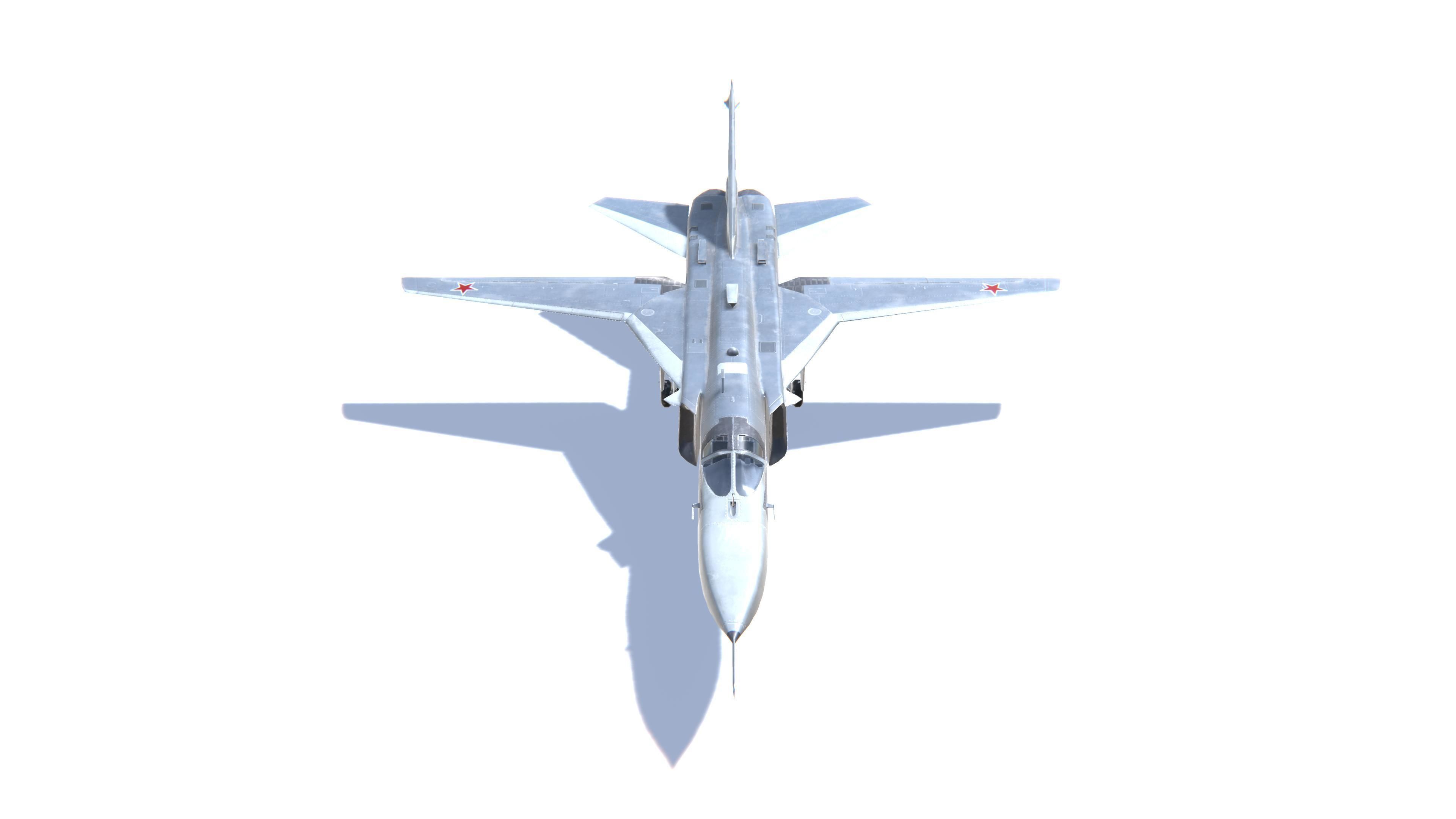 SU-24 Fencer Jet Fighter Aircraft Low-poly 3D model_2