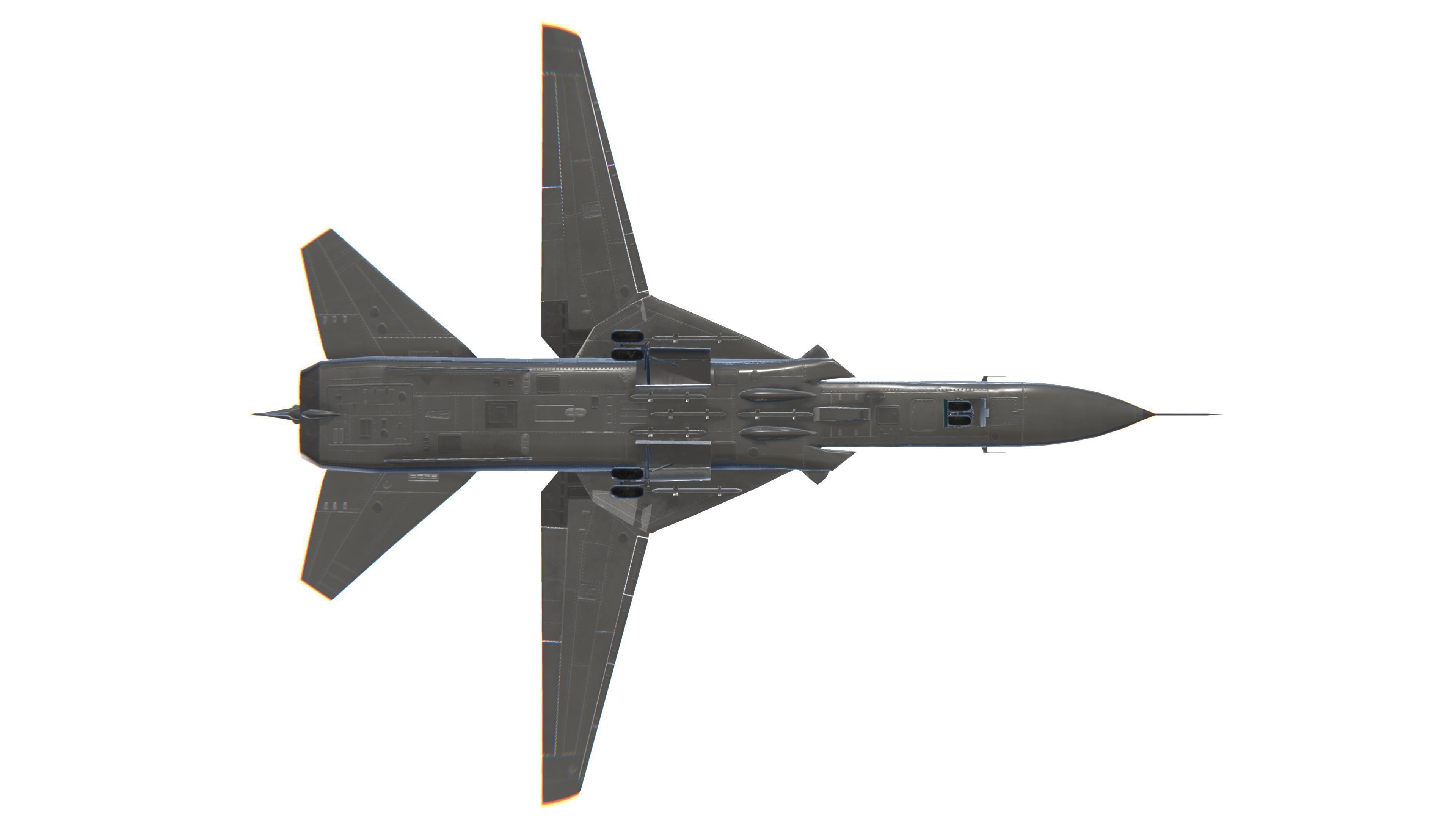 SU-24 Fencer Jet Fighter Aircraft Low-poly 3D model_23