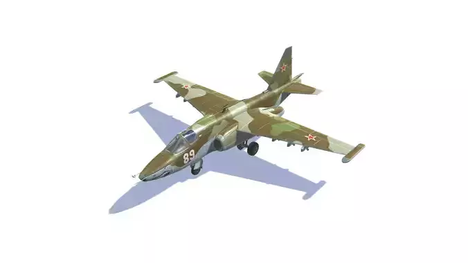 SU-25 Frogfoot Jet Fighter Aircraft Low-poly 3D model