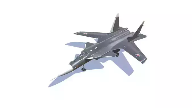SU-47 Firkin Jet Fighter Aircraft Low-poly 3D model