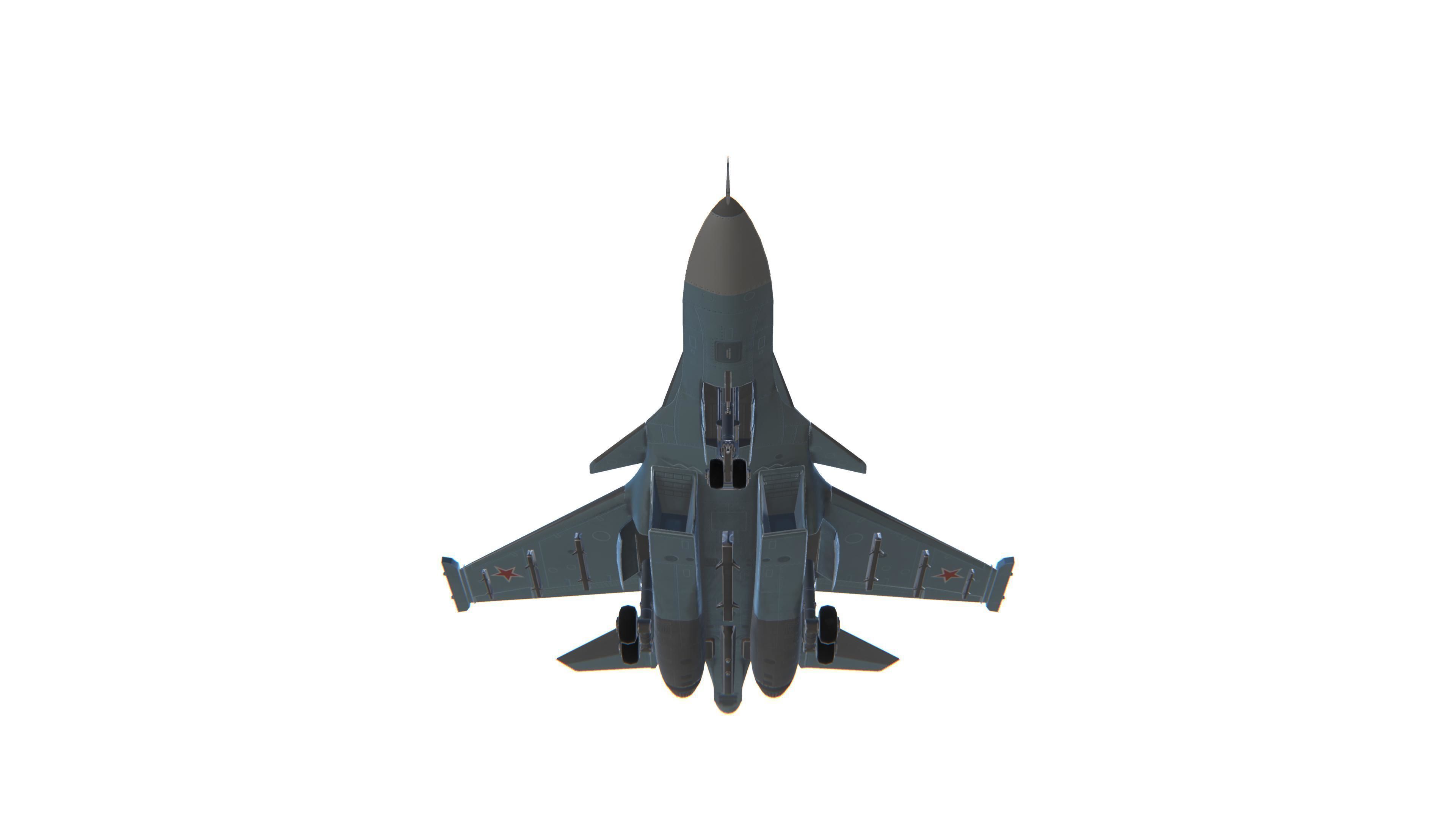 SU-34 Fullback Jet Fighter Aircraft Low-poly 3D model_11