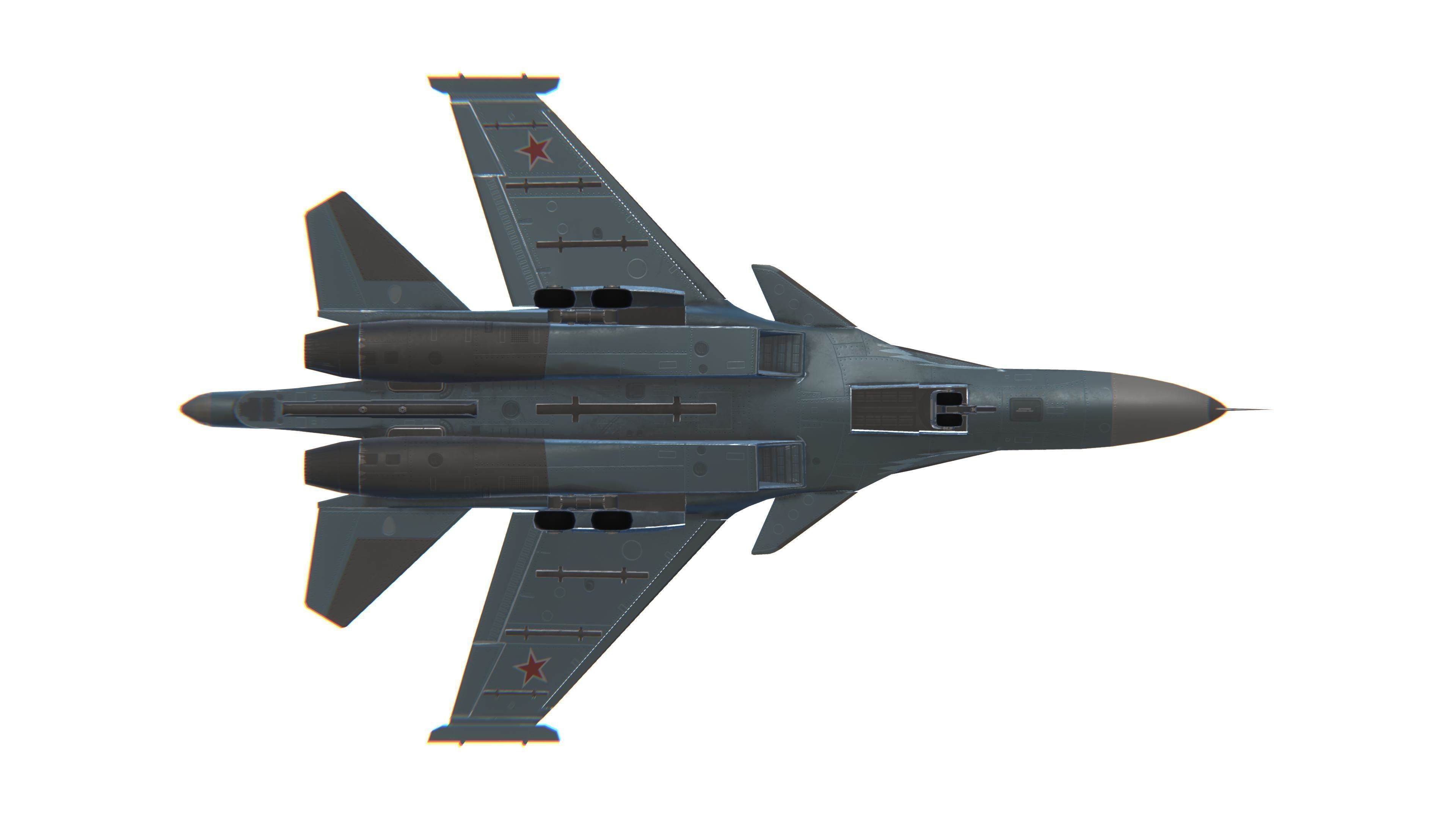 SU-34 Fullback Jet Fighter Aircraft Low-poly 3D model_23