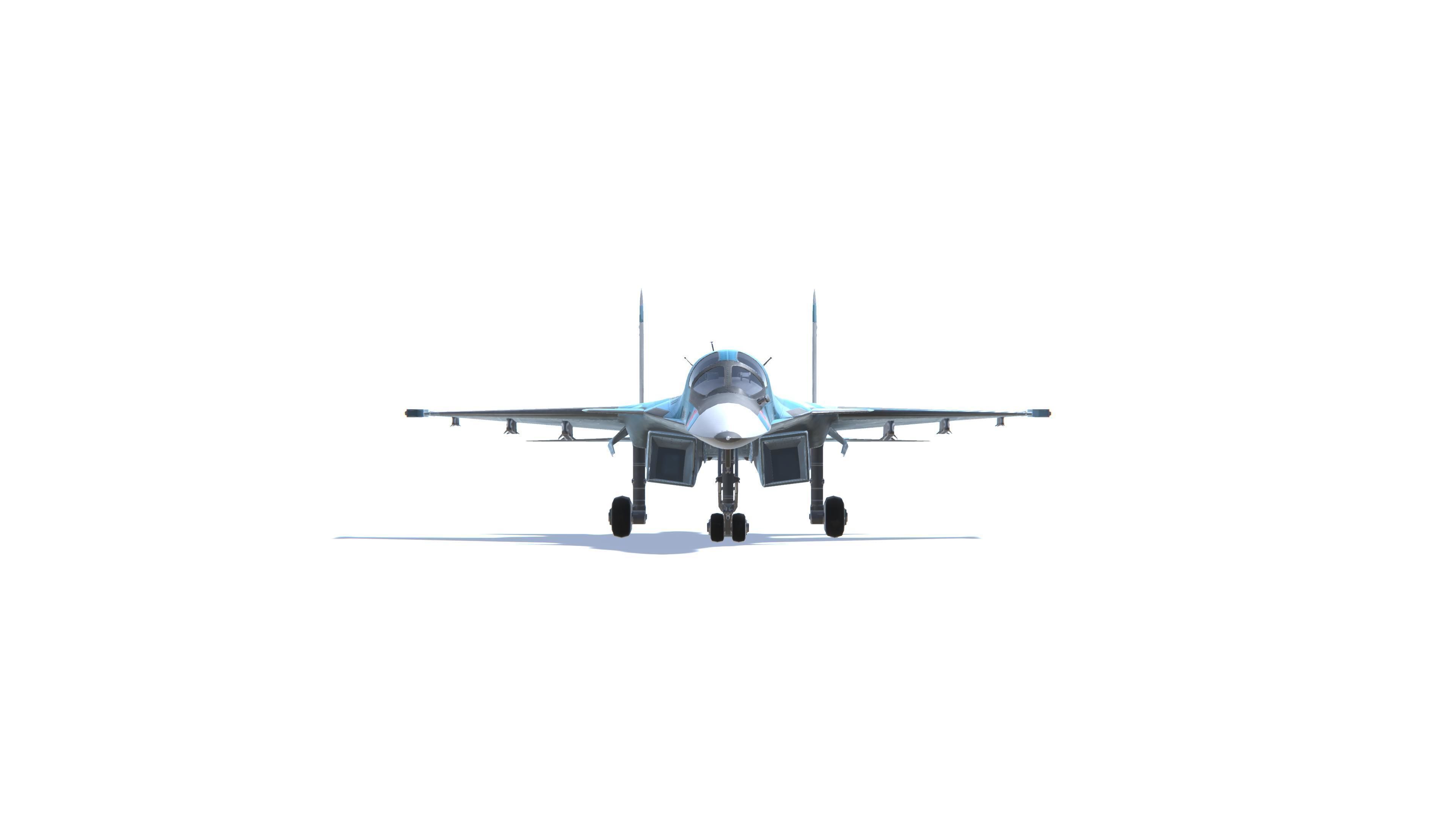 SU-34 Fullback Jet Fighter Aircraft Low-poly 3D model_18