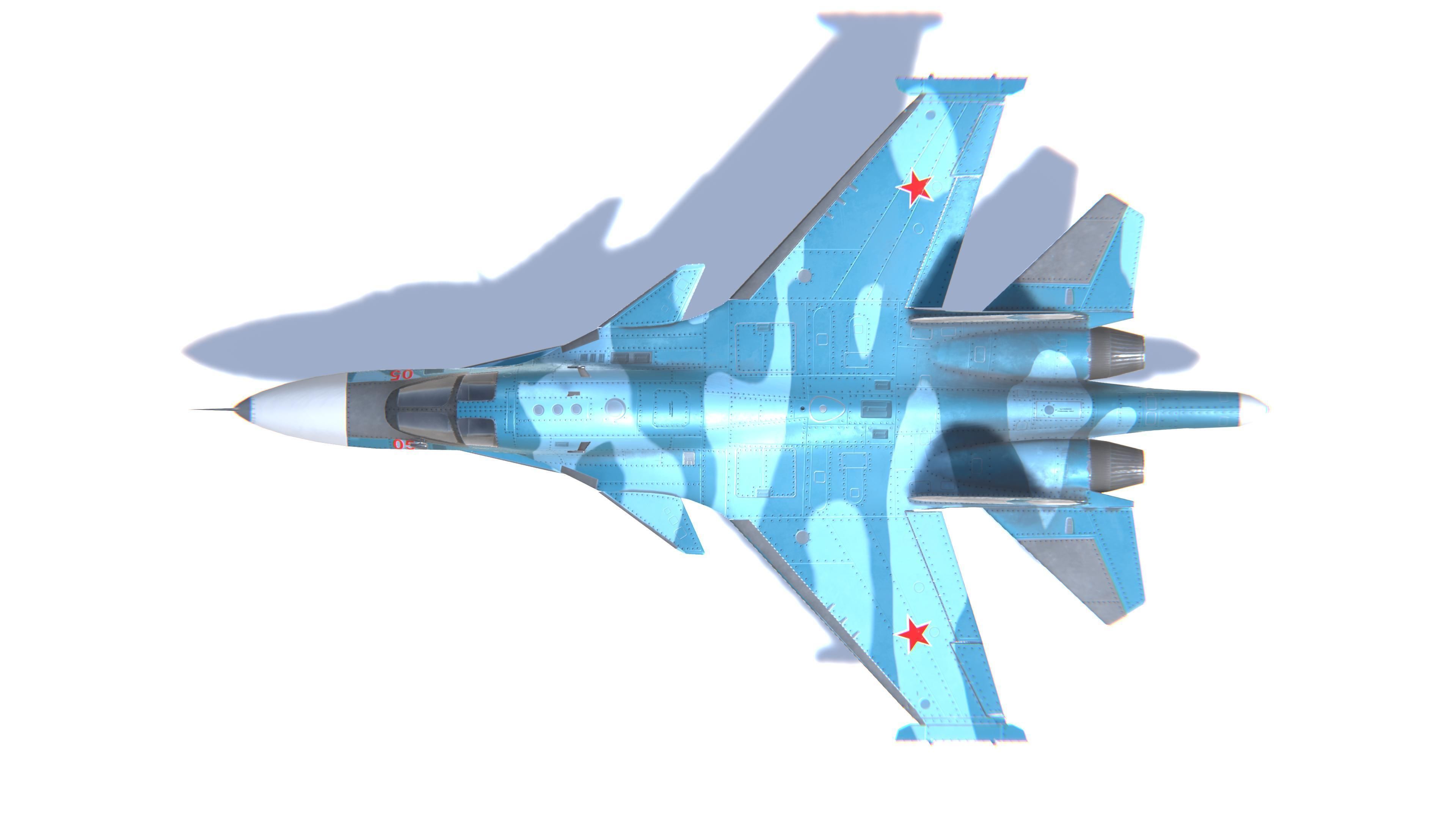 SU-34 Fullback Jet Fighter Aircraft Low-poly 3D model_22
