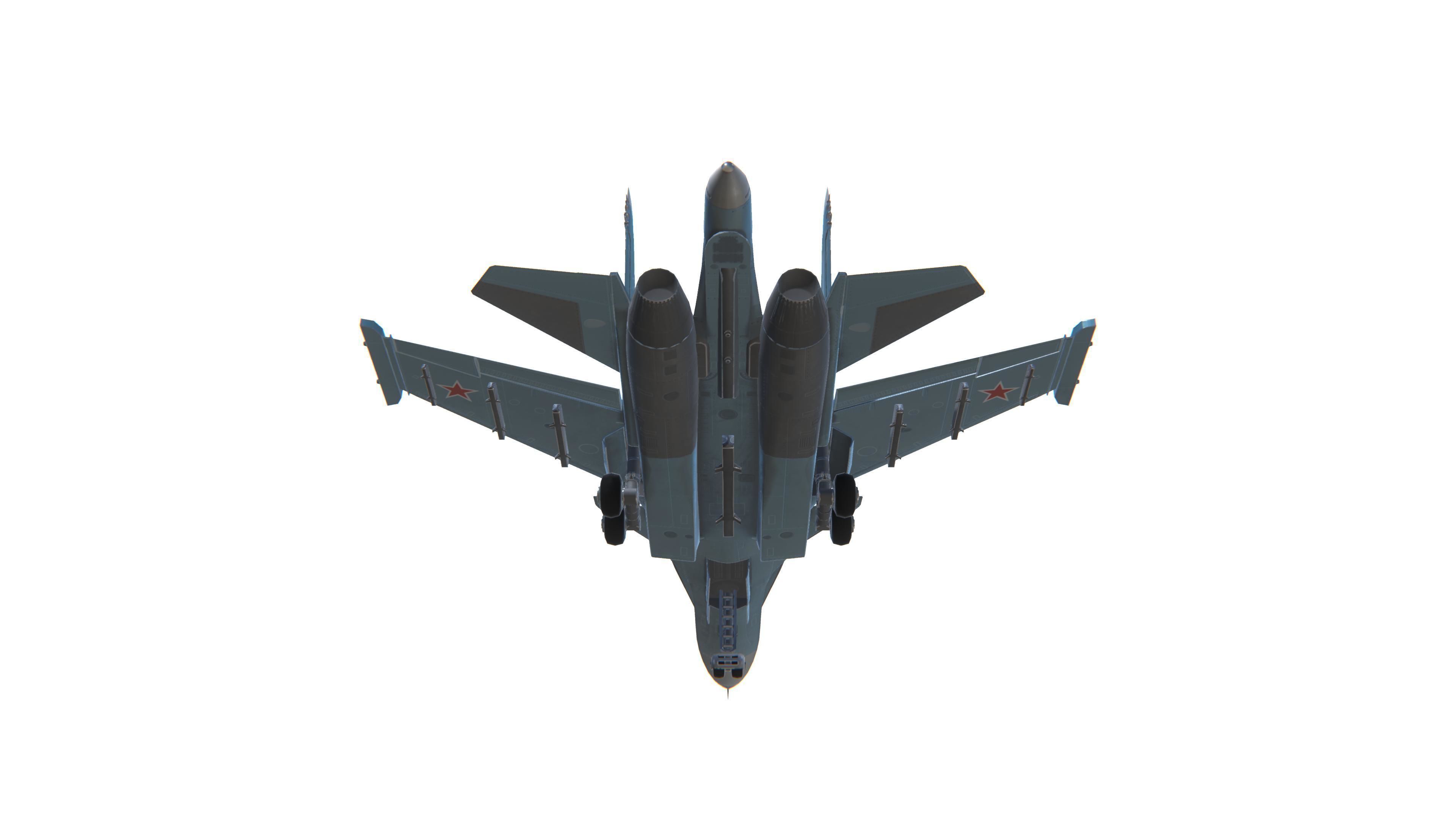 SU-34 Fullback Jet Fighter Aircraft Low-poly 3D model_15