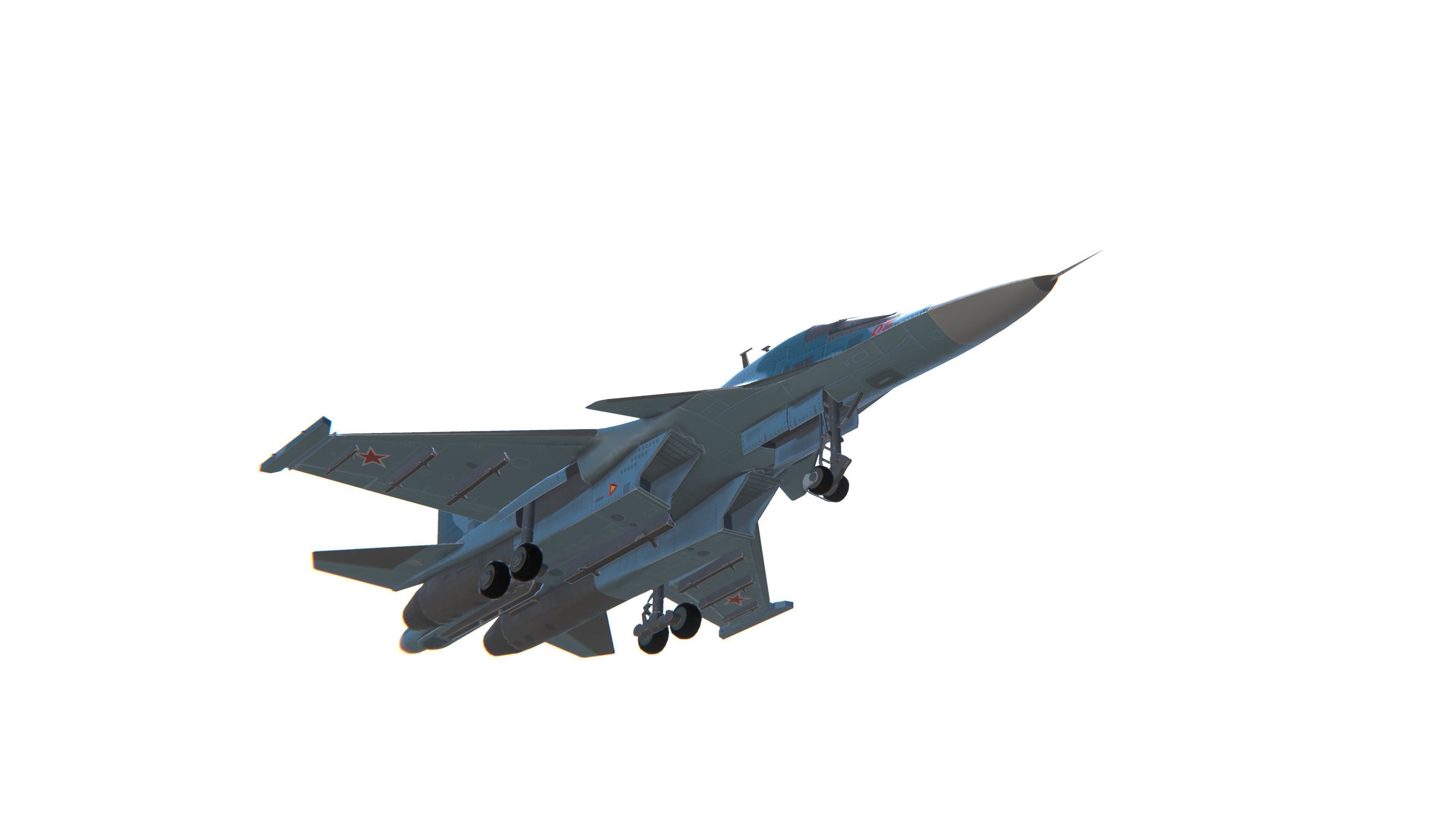 SU-34 Fullback Jet Fighter Aircraft Low-poly 3D model_12